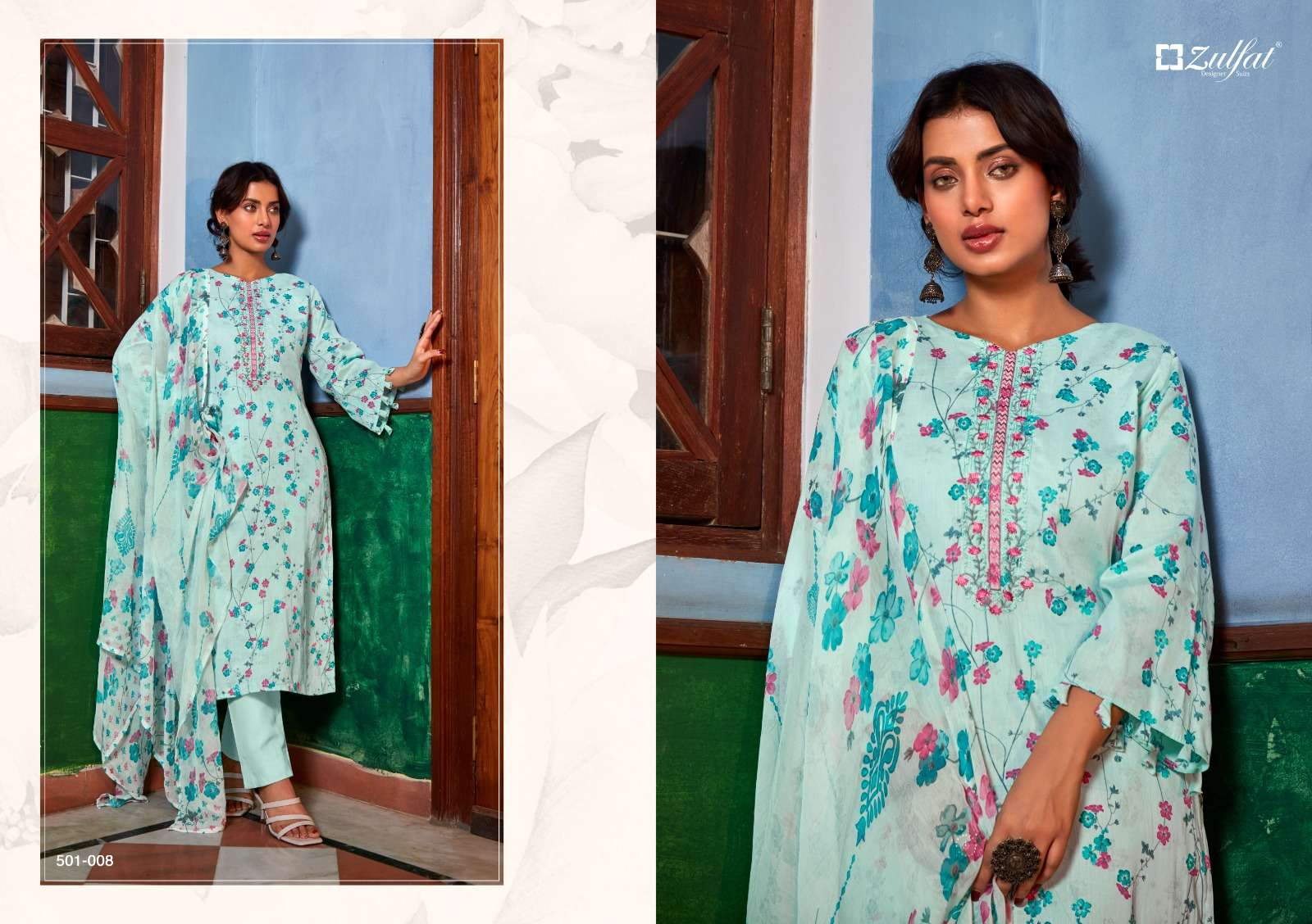 Dilreet By Zulfat 501-001 To 501-010 Series Beautiful Stylish Festive Suits Fancy Colorful Casual Wear & Ethnic Wear & Ready To Wear Pure Jam Cotton Print Dresses At Wholesale Price