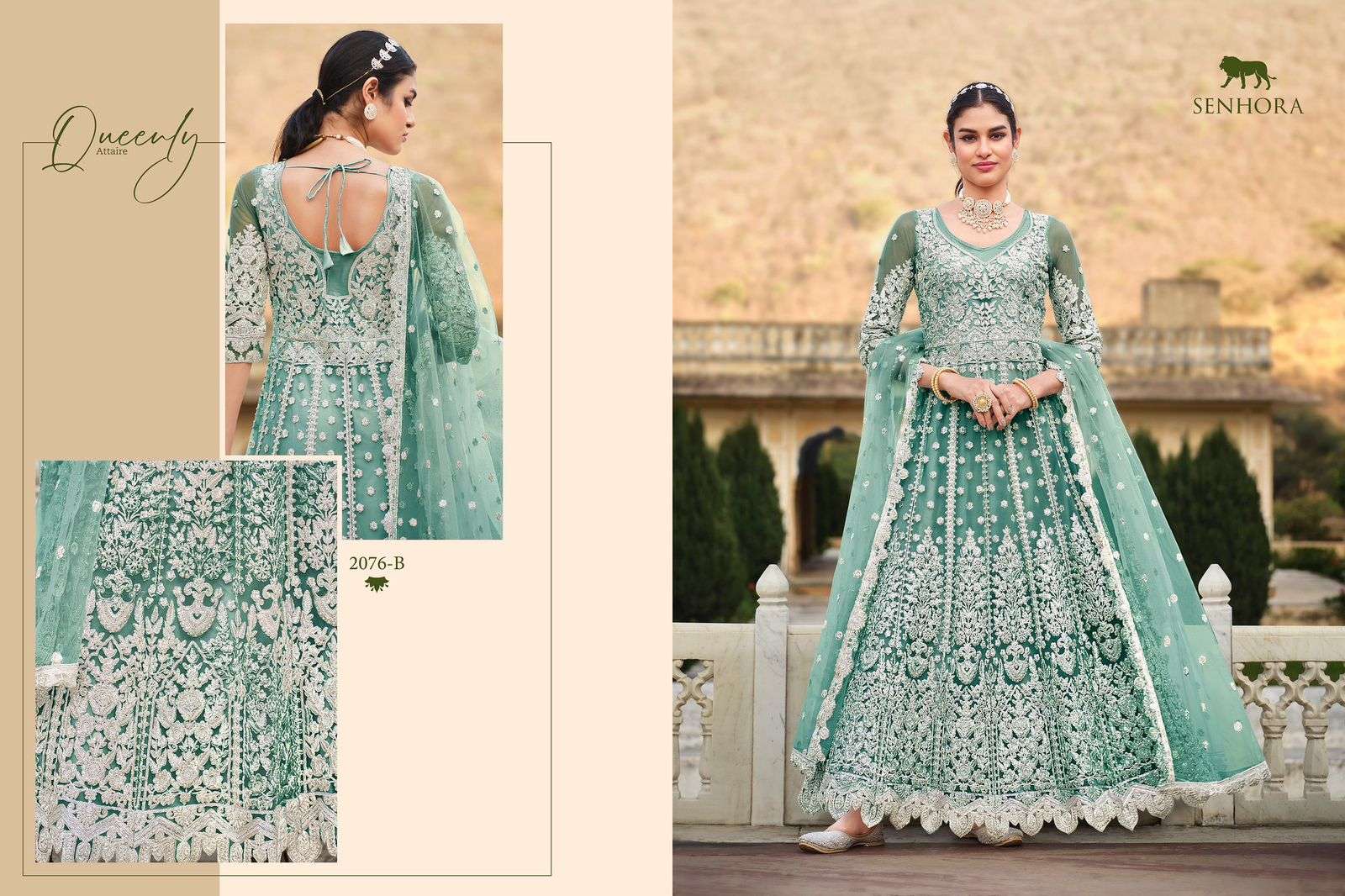Anokhi By Senhora Dresses 2076-A To 2076-C Series Beautiful Anarkali Suits Colorful Stylish Fancy Casual Wear & Ethnic Wear Pure Net Dresses At Wholesale Price