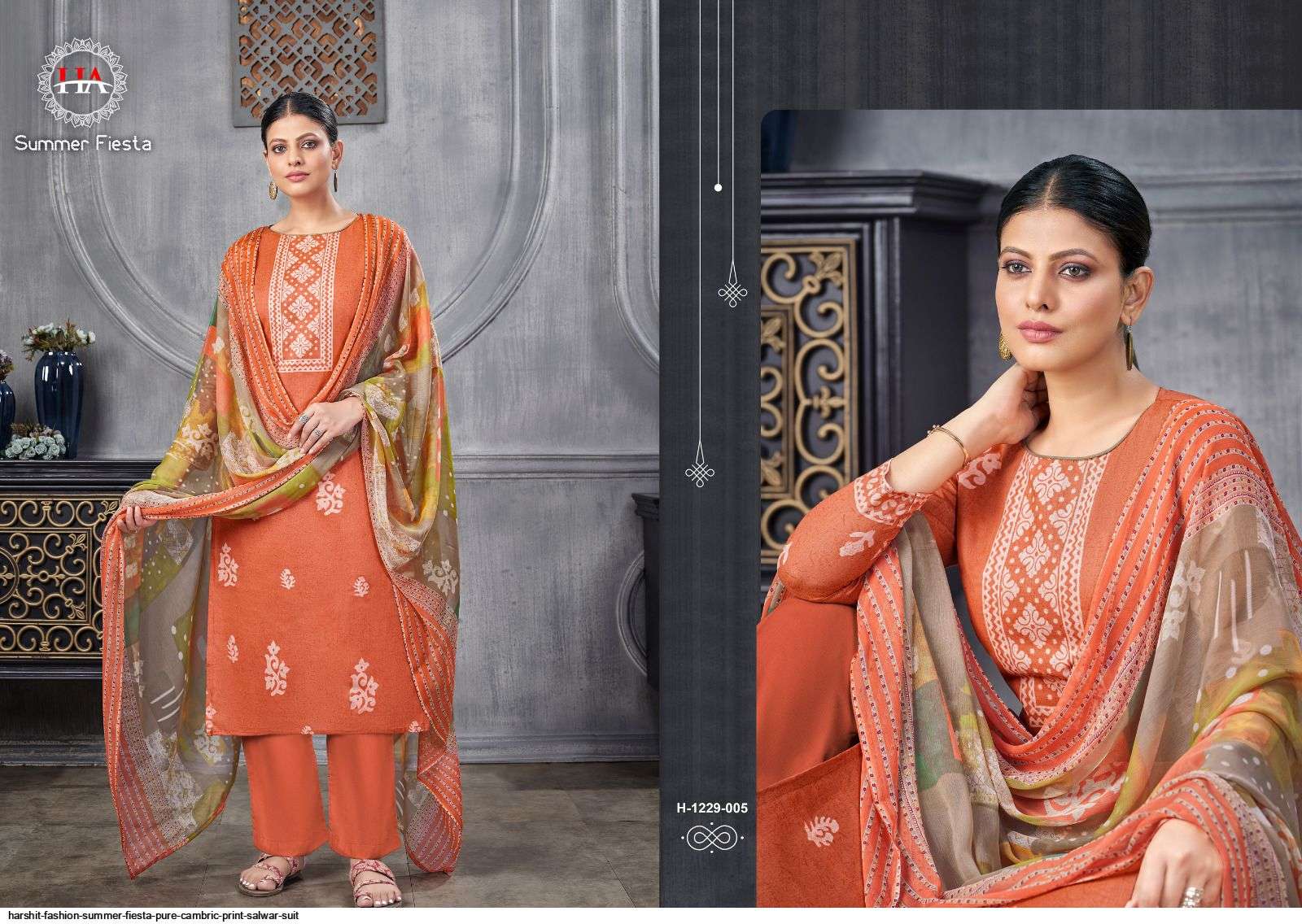 Summer Fiesta By Harshit Fashion Hub 1229-001 To 1229-008 Series Beautiful Stylish Festive Suits Fancy Colorful Casual Wear & Ethnic Wear & Ready To Wear Pure Cambric Print Dresses At Wholesale Price