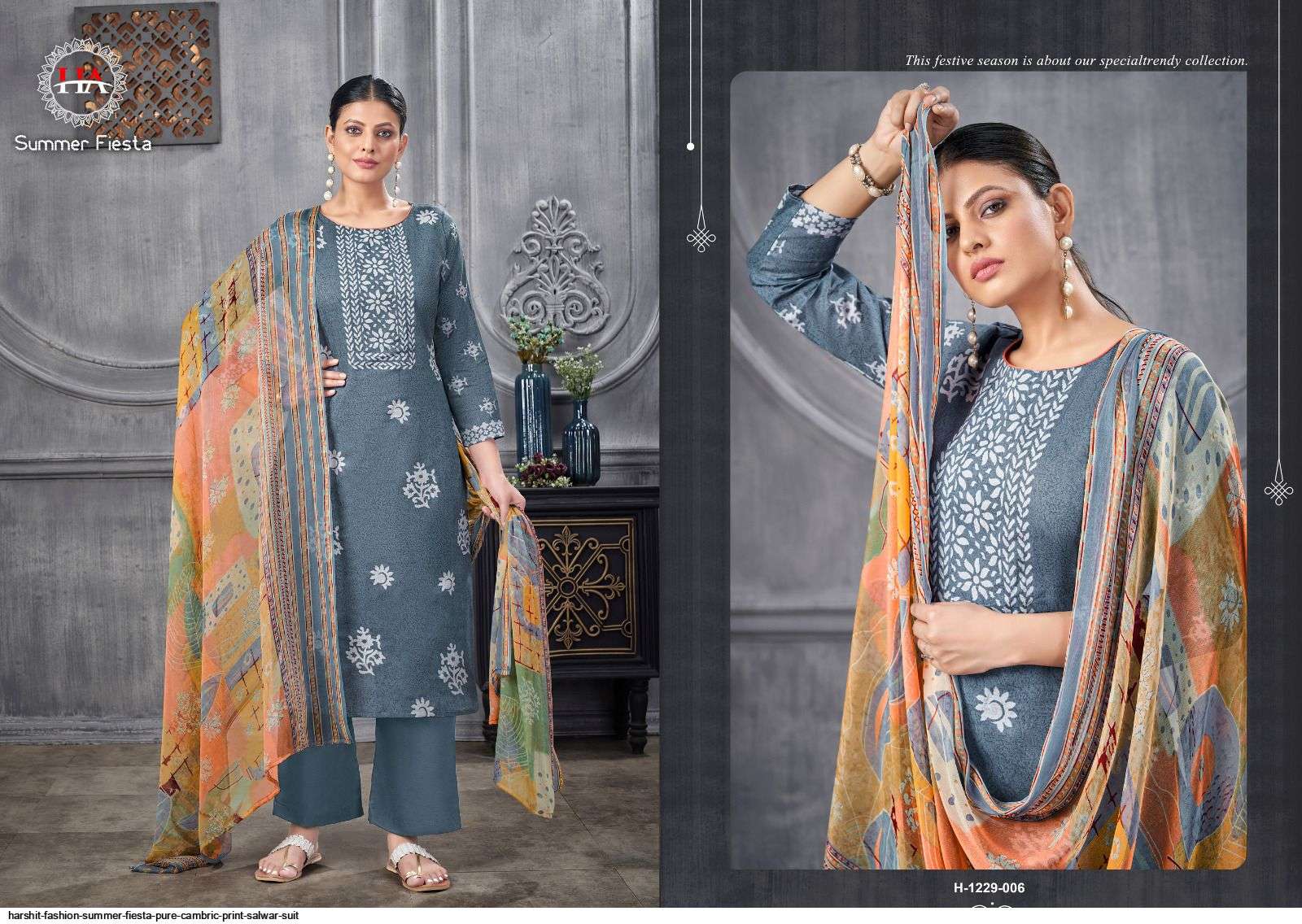 Summer Fiesta By Harshit Fashion Hub 1229-001 To 1229-008 Series Beautiful Stylish Festive Suits Fancy Colorful Casual Wear & Ethnic Wear & Ready To Wear Pure Cambric Print Dresses At Wholesale Price