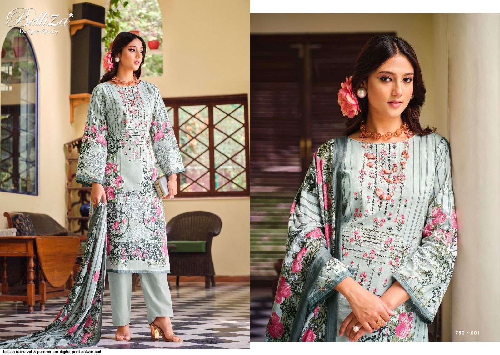 Naira Vol-5 By Belliza 780-001 To 780-010 Series Designer Suits Collection Beautiful Stylish Colorful Fancy Party Wear & Occasional Wear Pure Cotton Print Dresses At Wholesale Price