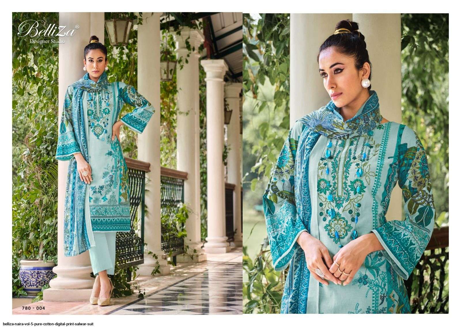 Naira Vol-5 By Belliza 780-001 To 780-010 Series Designer Suits Collection Beautiful Stylish Colorful Fancy Party Wear & Occasional Wear Pure Cotton Print Dresses At Wholesale Price