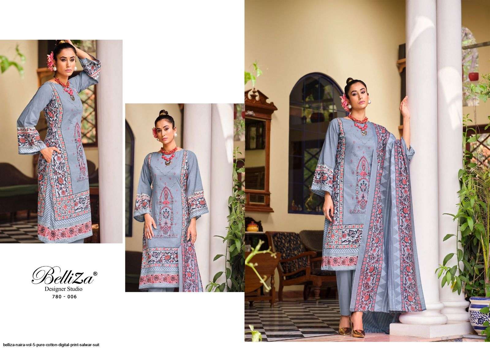 Naira Vol-5 By Belliza 780-001 To 780-010 Series Designer Suits Collection Beautiful Stylish Colorful Fancy Party Wear & Occasional Wear Pure Cotton Print Dresses At Wholesale Price