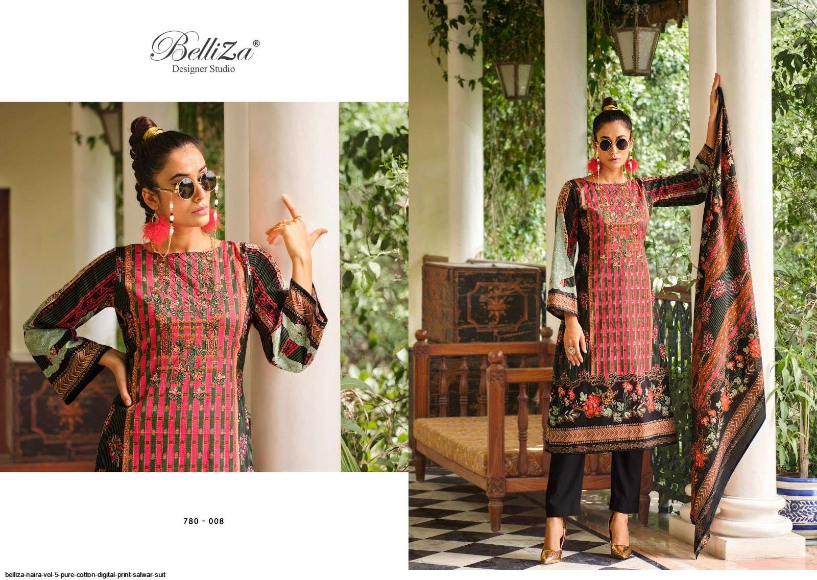 Naira Vol-5 By Belliza 780-001 To 780-010 Series Designer Suits Collection Beautiful Stylish Colorful Fancy Party Wear & Occasional Wear Pure Cotton Print Dresses At Wholesale Price