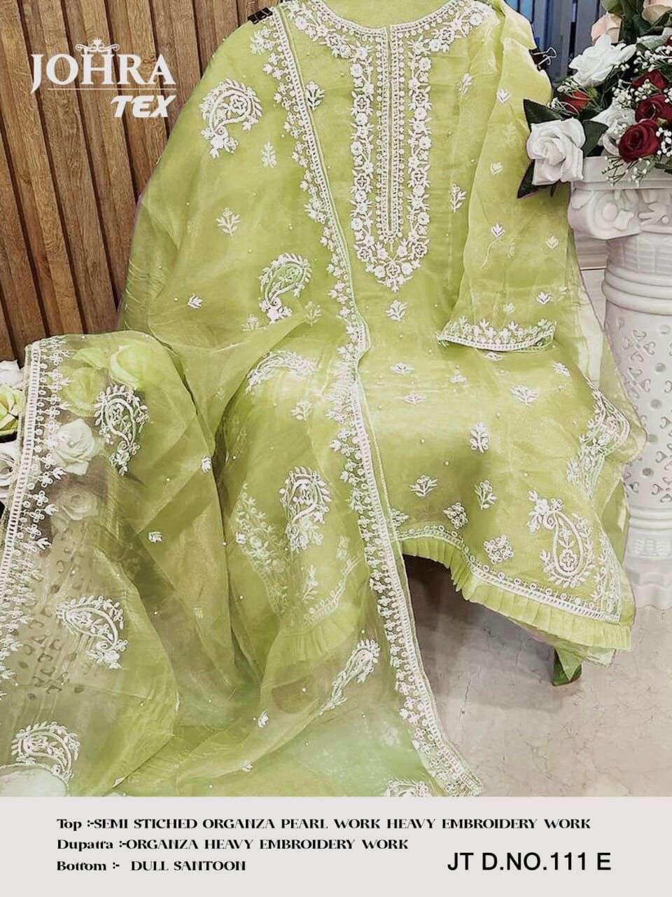 Johra Hit Design 111 Colours By Johra Tex 111-B To 111-E Series Beautiful Pakistani Suits Colorful Stylish Fancy Casual Wear & Ethnic Wear Organza Embroidered Dresses At Wholesale Price