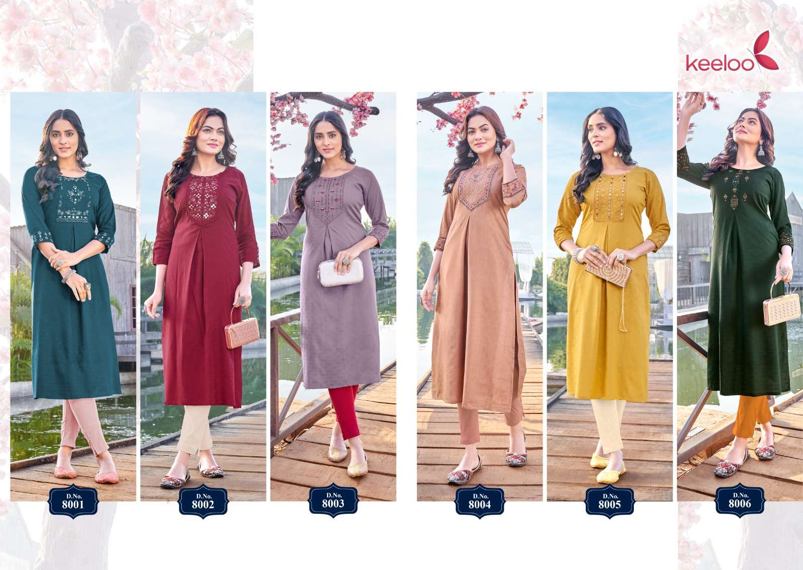 Morni By Keeloo 8001 To 8006 Series Beautiful Stylish Fancy Colorful Casual Wear & Ethnic Wear Rayon Embroidered Kurtis At Wholesale Price