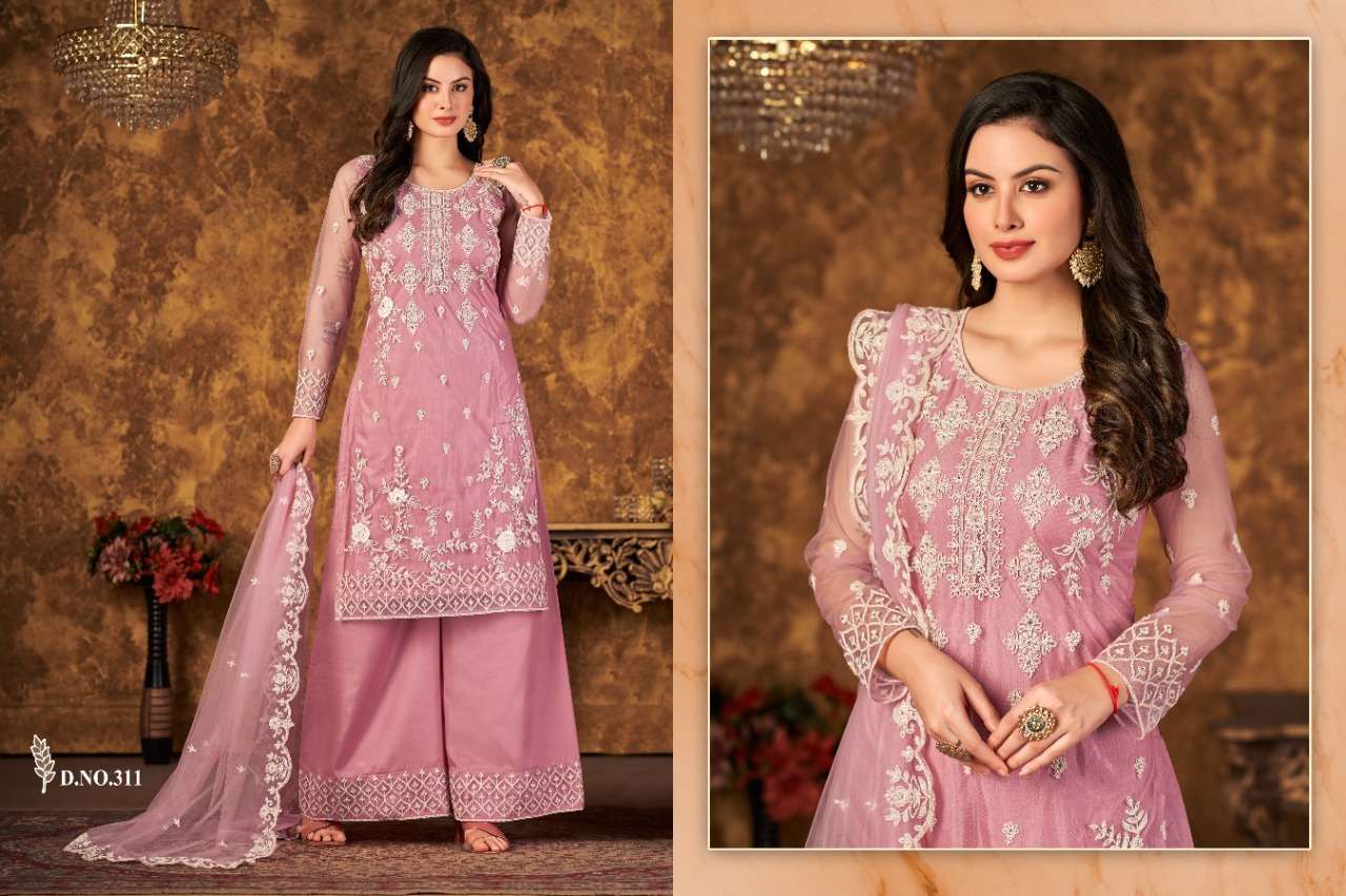 Vaani Vol-31 By Twisha 311 To 314 Series Designer Sharara Suits Collection Beautiful Stylish Fancy Colorful Party Wear & Occasional Wear Net Dresses At Wholesale Price