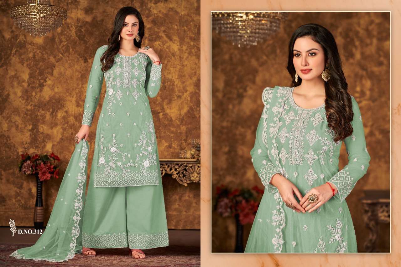 Vaani Vol-31 By Twisha 311 To 314 Series Designer Sharara Suits Collection Beautiful Stylish Fancy Colorful Party Wear & Occasional Wear Net Dresses At Wholesale Price