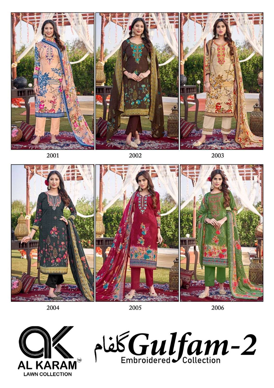 Gulfam Vol-2 By Al Karam Lawn Collection 2001 To 2006 Series Beautiful Festive Suits Colorful Stylish Fancy Casual Wear & Ethnic Wear Pure Cotton With Embroidered Dresses At Wholesale Price