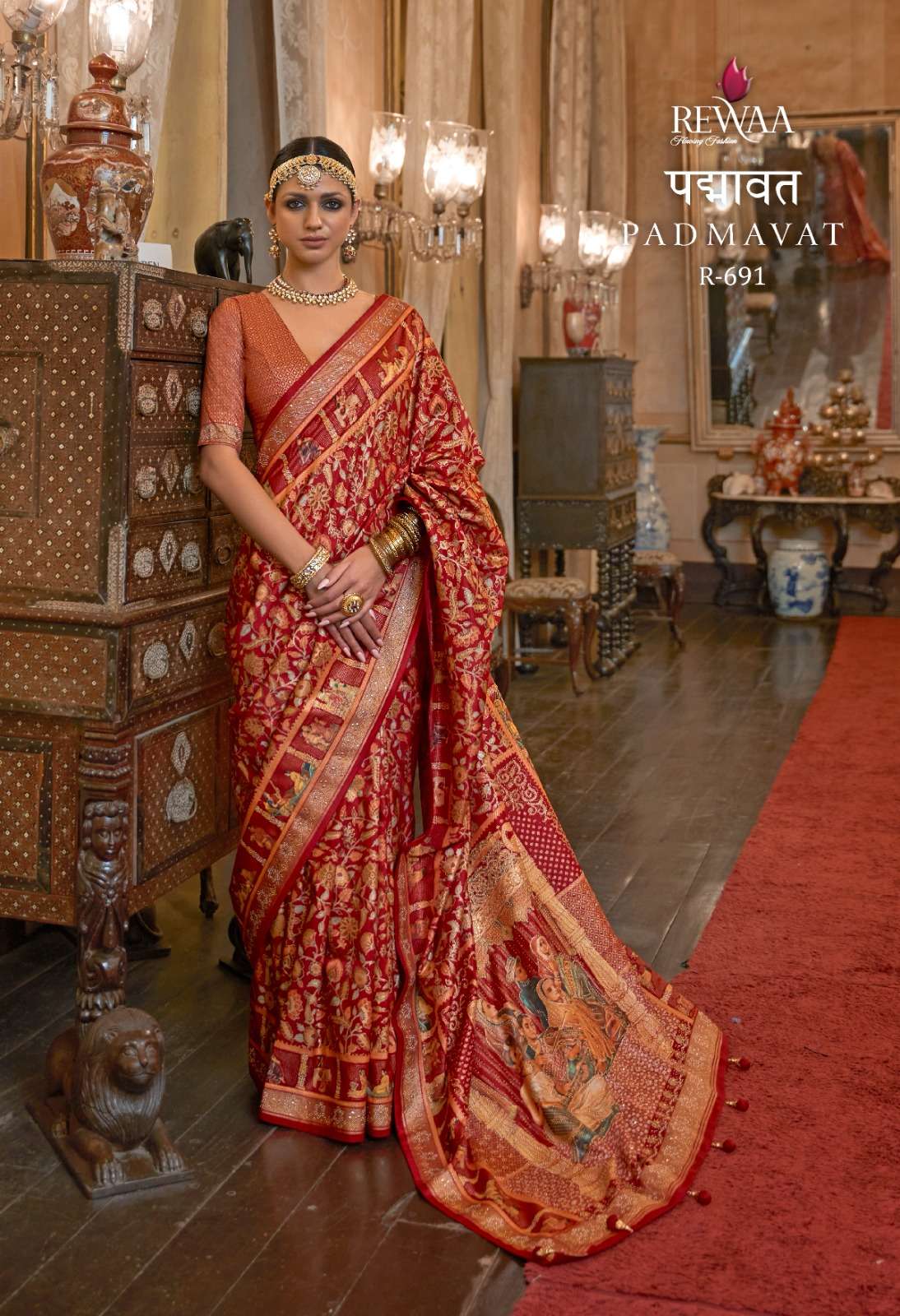 Padmavat By Rewaa 689 To 697 Series Indian Traditional Wear Collection Beautiful Stylish Fancy Colorful Party Wear & Occasional Wear Silk Sarees At Wholesale Price