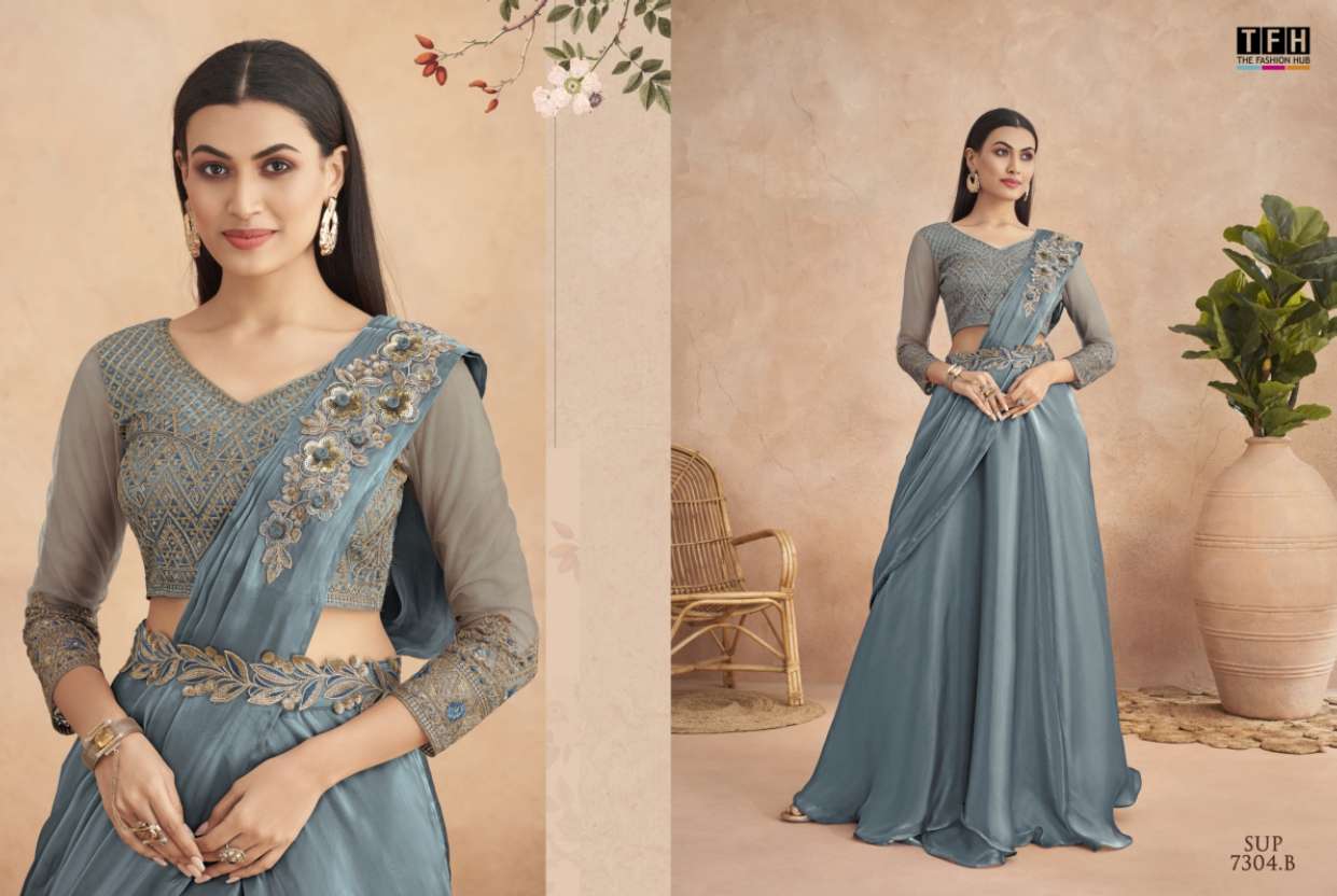 Super Star 7304 Colours By Tfh 7304-A To 7304-F Series Indian Traditional Wear Collection Beautiful Stylish Fancy Colorful Party Wear & Occasional Wear Fancy Sarees At Wholesale Price