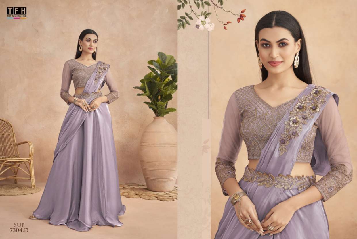 Super Star 7304 Colours By Tfh 7304-A To 7304-F Series Indian Traditional Wear Collection Beautiful Stylish Fancy Colorful Party Wear & Occasional Wear Fancy Sarees At Wholesale Price