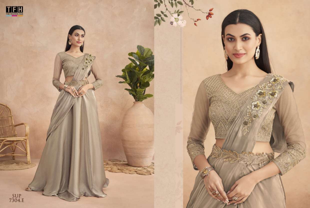 Super Star 7304 Colours By Tfh 7304-A To 7304-F Series Indian Traditional Wear Collection Beautiful Stylish Fancy Colorful Party Wear & Occasional Wear Fancy Sarees At Wholesale Price