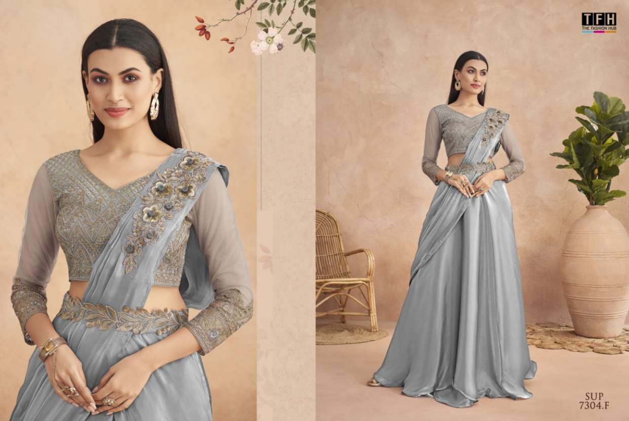 Super Star 7304 Colours By Tfh 7304-A To 7304-F Series Indian Traditional Wear Collection Beautiful Stylish Fancy Colorful Party Wear & Occasional Wear Fancy Sarees At Wholesale Price