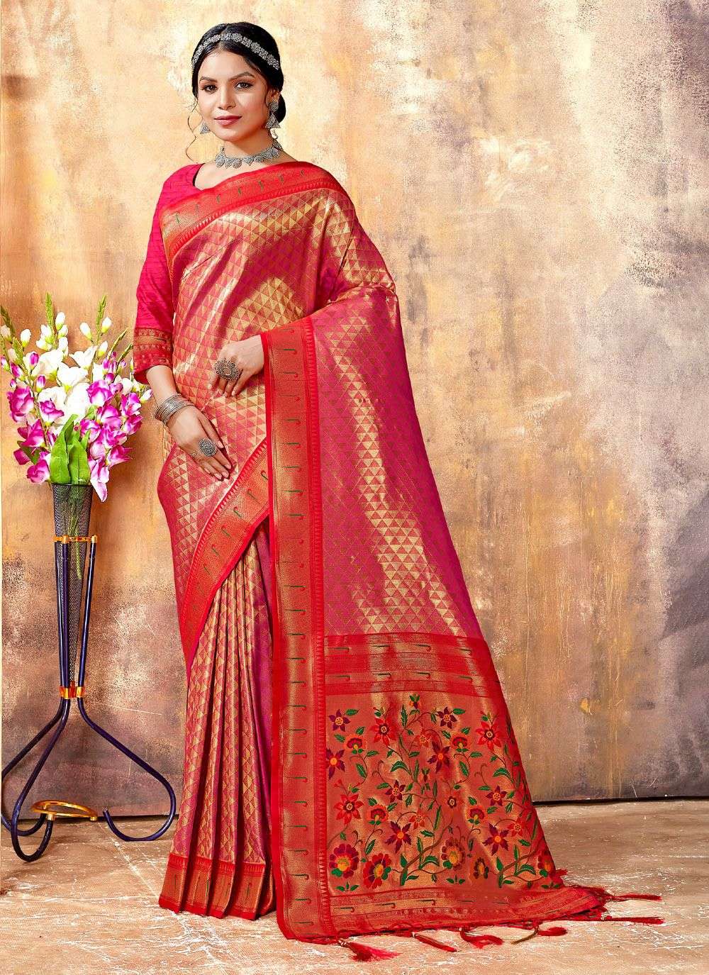 Jyoti By Bunawat 1001 To 1006 Series Indian Traditional Wear Collection Beautiful Stylish Fancy Colorful Party Wear & Occasional Wear Kanjivaram Silk Sarees At Wholesale Price