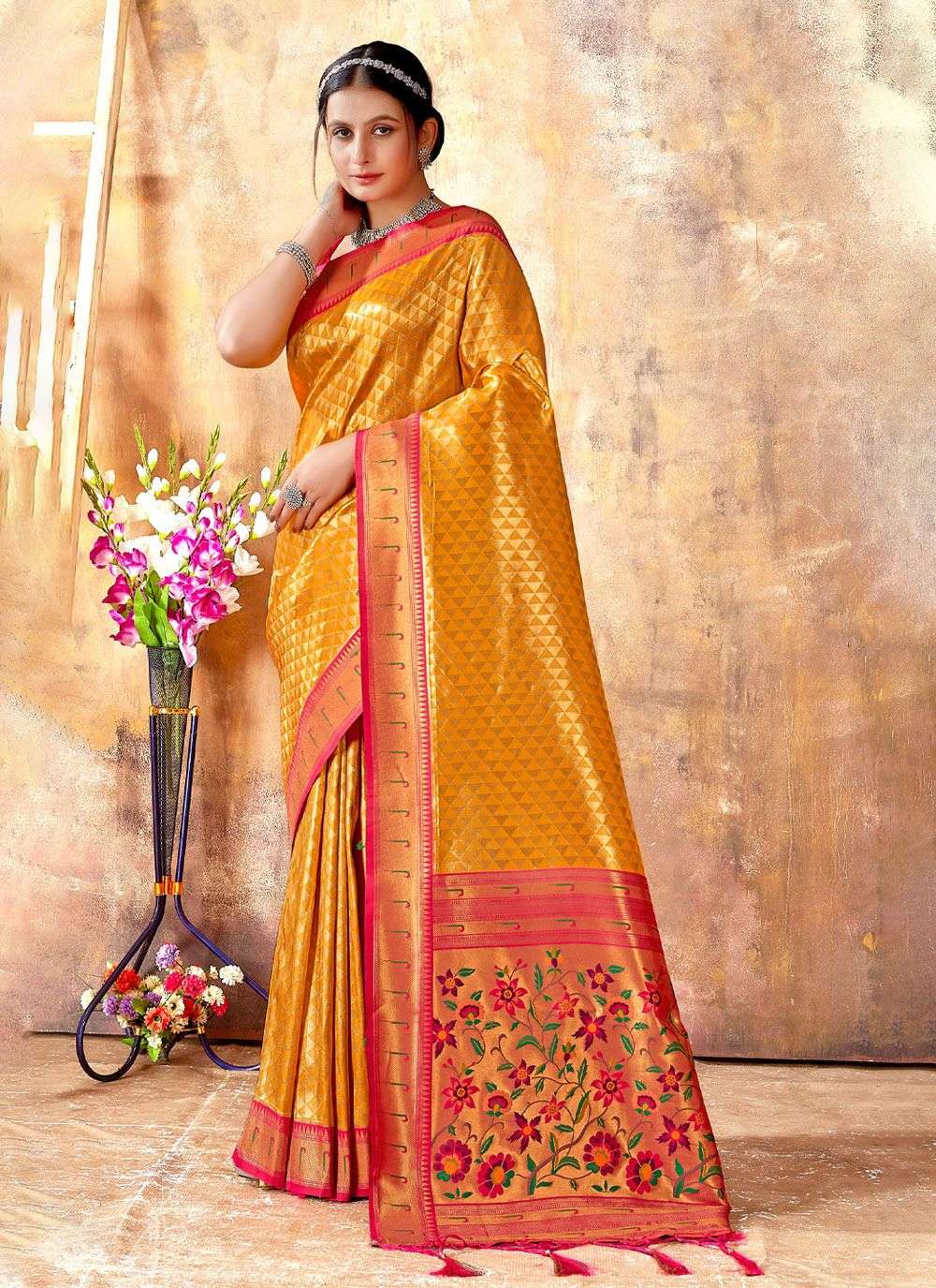 Jyoti By Bunawat 1001 To 1006 Series Indian Traditional Wear Collection Beautiful Stylish Fancy Colorful Party Wear & Occasional Wear Kanjivaram Silk Sarees At Wholesale Price