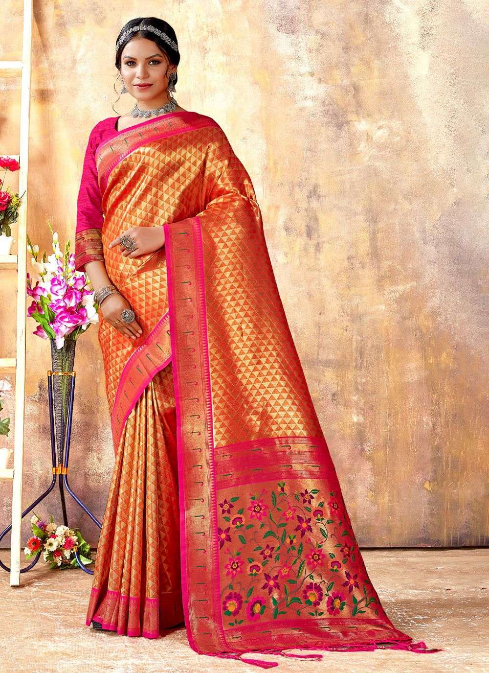 Jyoti By Bunawat 1001 To 1006 Series Indian Traditional Wear Collection Beautiful Stylish Fancy Colorful Party Wear & Occasional Wear Kanjivaram Silk Sarees At Wholesale Price