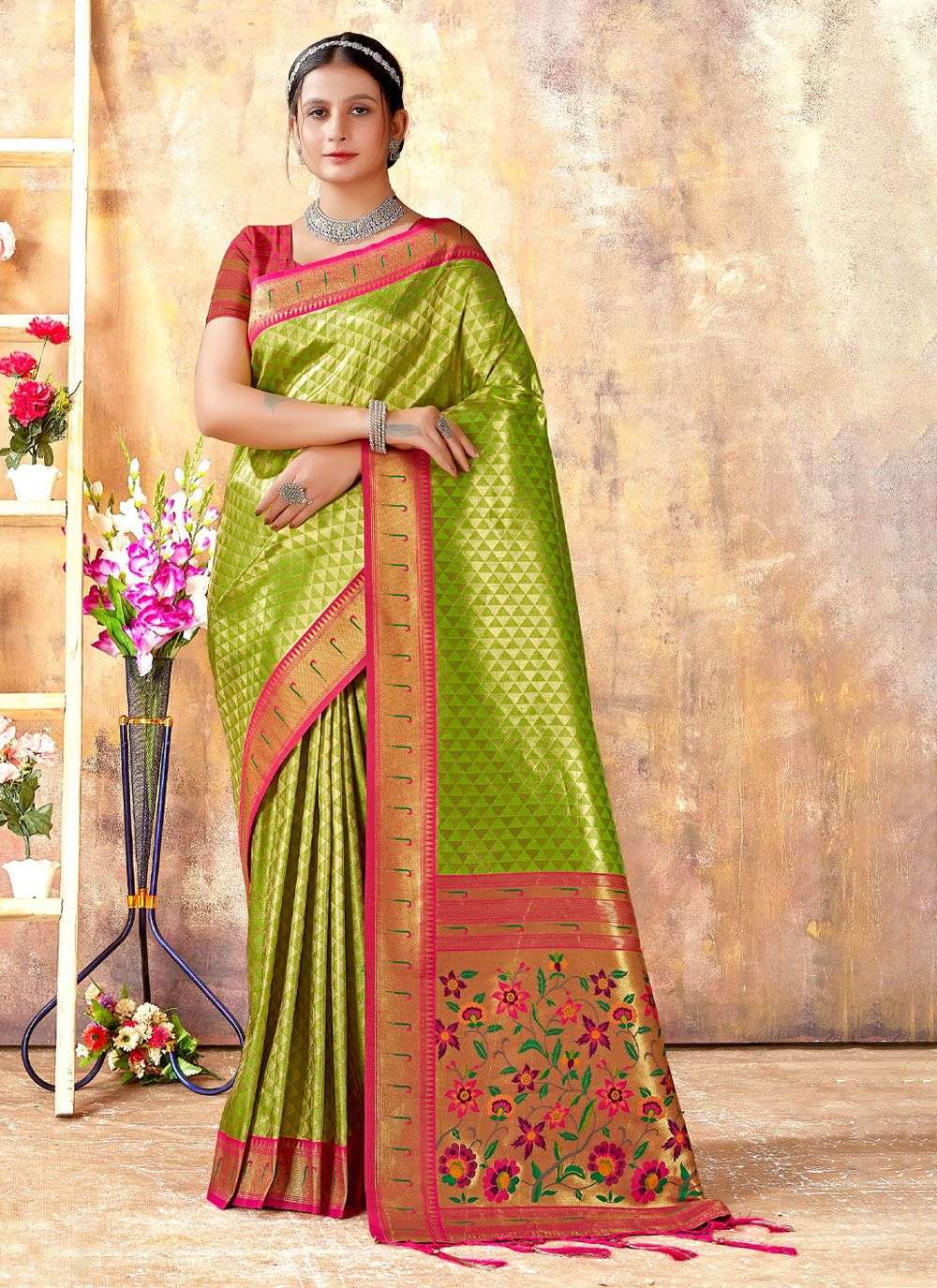Jyoti By Bunawat 1001 To 1006 Series Indian Traditional Wear Collection Beautiful Stylish Fancy Colorful Party Wear & Occasional Wear Kanjivaram Silk Sarees At Wholesale Price