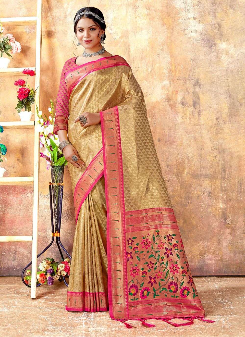 Jyoti By Bunawat 1001 To 1006 Series Indian Traditional Wear Collection Beautiful Stylish Fancy Colorful Party Wear & Occasional Wear Kanjivaram Silk Sarees At Wholesale Price