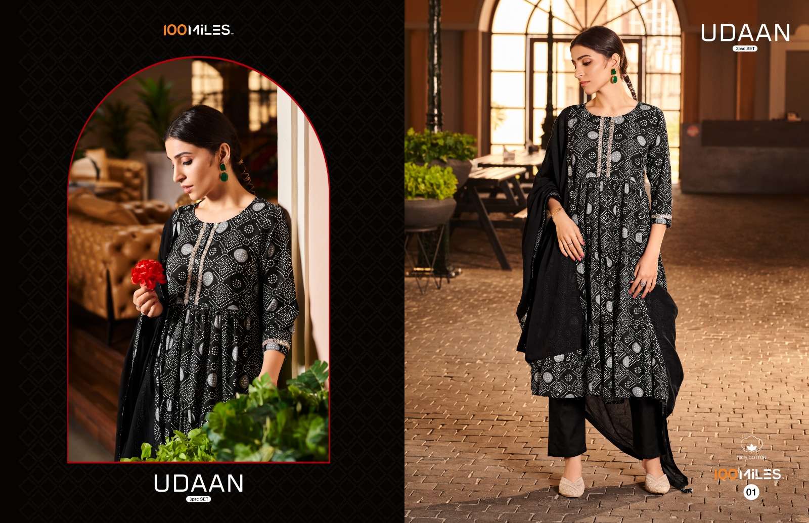 Udaan By 100 Miles 01 To 04 Series Designer Suits Collection Beautiful Stylish Colorful Fancy Party Wear & Occasional Wear Pure Cotton Print Dresses At Wholesale Price