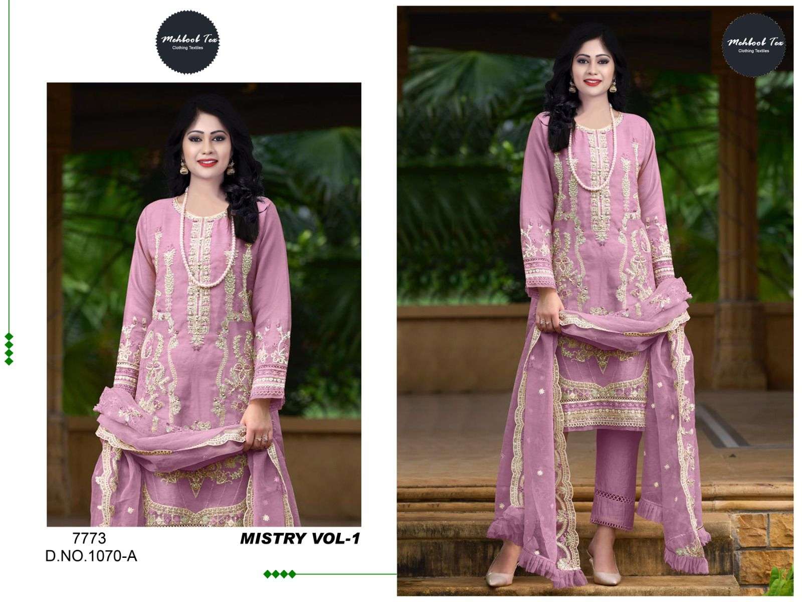 Mistry Vol-1 By Mehboob Tex 1070-A To 1070-B Series Beautiful Pakistani Suits Colorful Stylish Fancy Casual Wear & Ethnic Wear Organza Embroidered Dresses At Wholesale Price