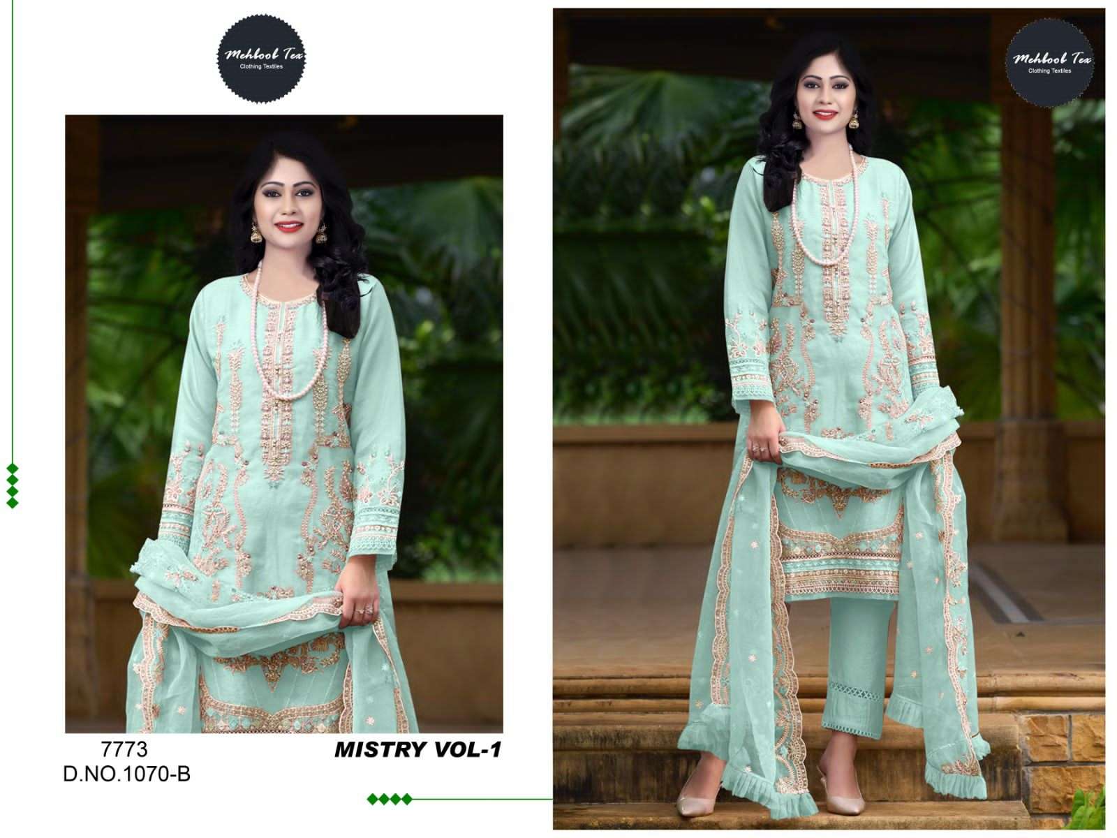 Mistry Vol-1 By Mehboob Tex 1070-A To 1070-B Series Beautiful Pakistani Suits Colorful Stylish Fancy Casual Wear & Ethnic Wear Organza Embroidered Dresses At Wholesale Price