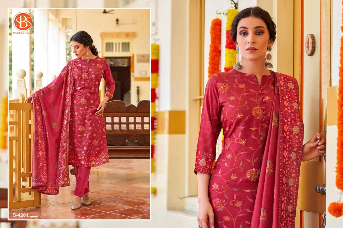 Sabrina By Sbs 4281 To 4286 Series Beautiful Suits Colorful Stylish Fancy Casual Wear & Ethnic Wear Tussar Silk Dresses At Wholesale Price