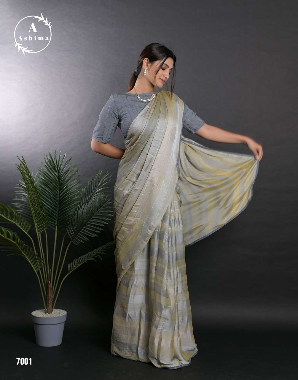 Florida Smoke By Ashima 7001 To 7008 Series Indian Traditional Wear Collection Beautiful Stylish Fancy Colorful Party Wear & Occasional Wear Linen Satin Sarees At Wholesale Price