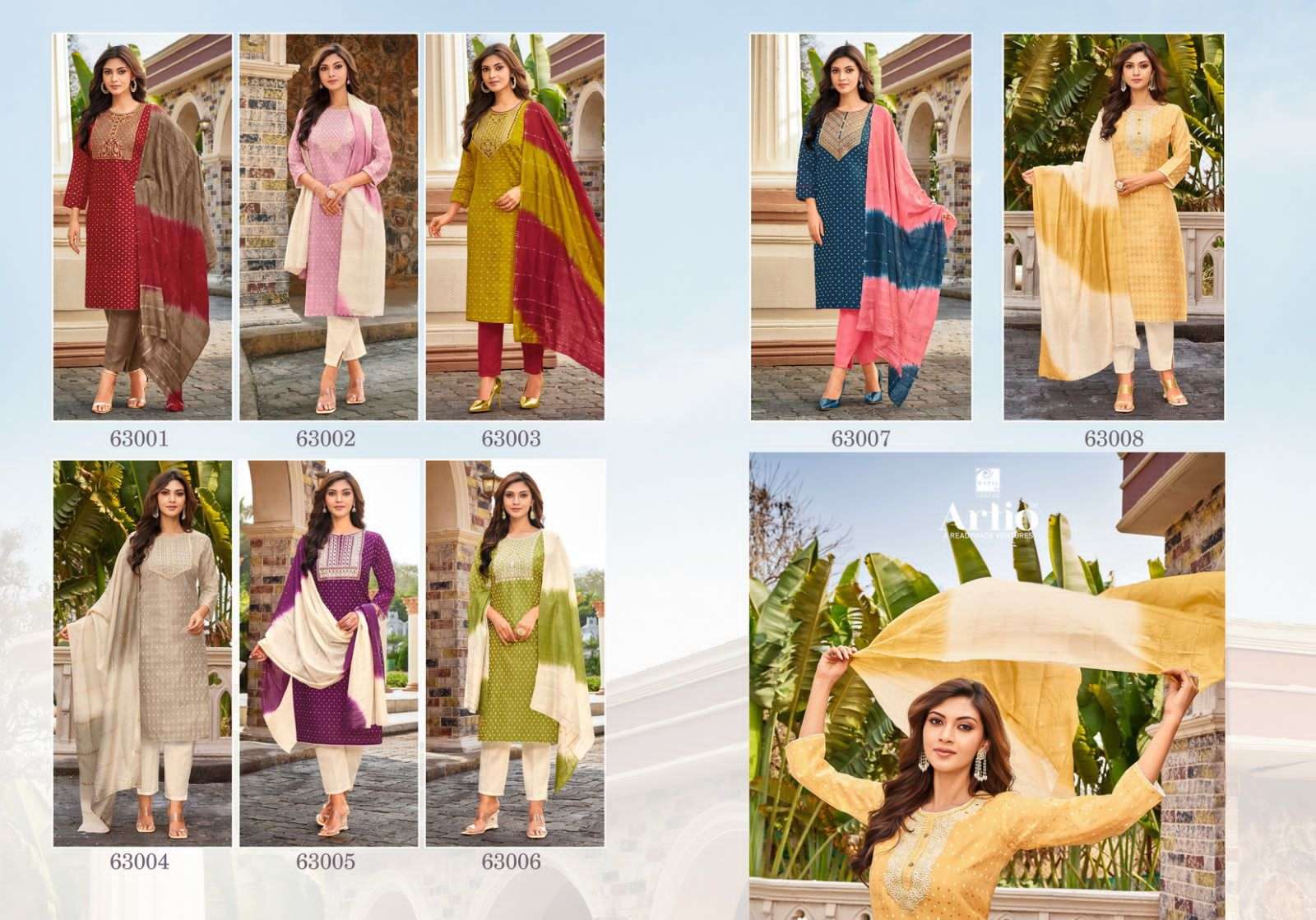 Midori Vol-2 By Artio 63001 To 63008 Series Beautiful Stylish Festive Suits Fancy Colorful Casual Wear & Ethnic Wear & Ready To Wear Fancy Dresses At Wholesale Price
