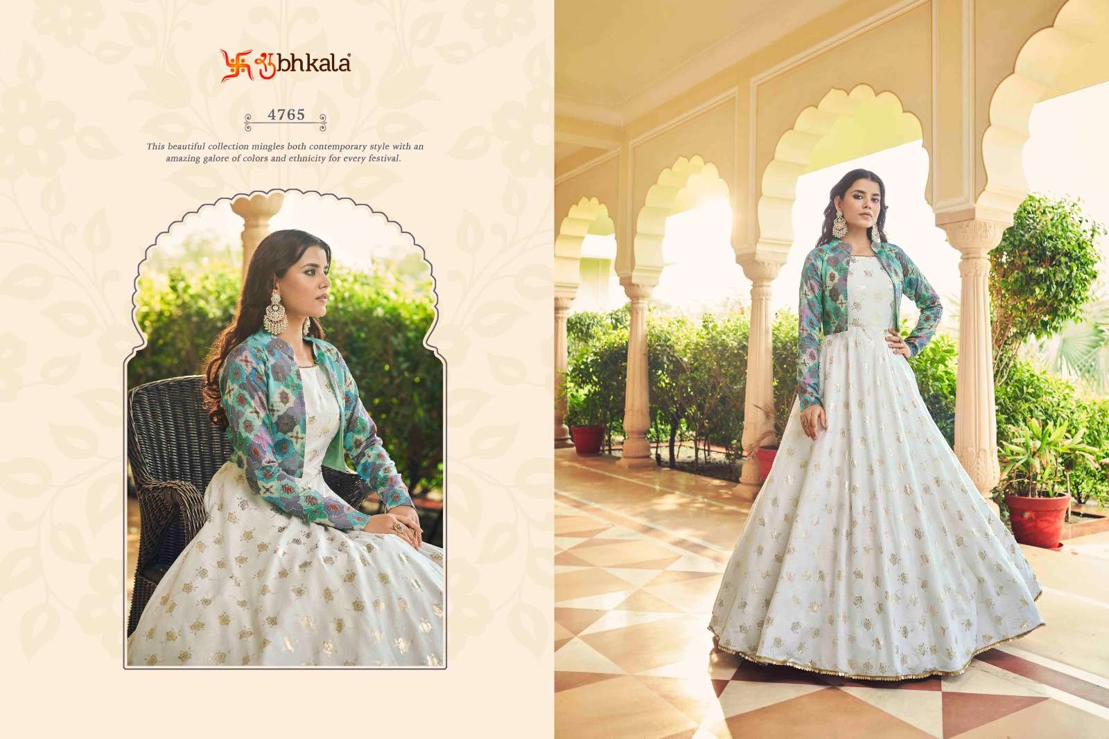 Flory Vol-22 By Shubhkala 4761 To 4769 Series Beautiful Stylish Fancy Colorful Casual Wear & Ethnic Wear Cotton Gowns With Jackets At Wholesale Price