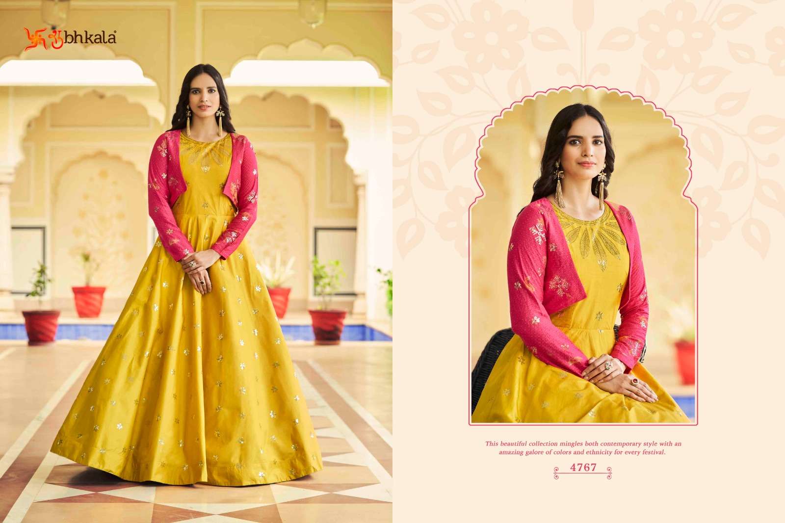 Flory Vol-22 By Shubhkala 4761 To 4769 Series Beautiful Stylish Fancy Colorful Casual Wear & Ethnic Wear Cotton Gowns With Jackets At Wholesale Price