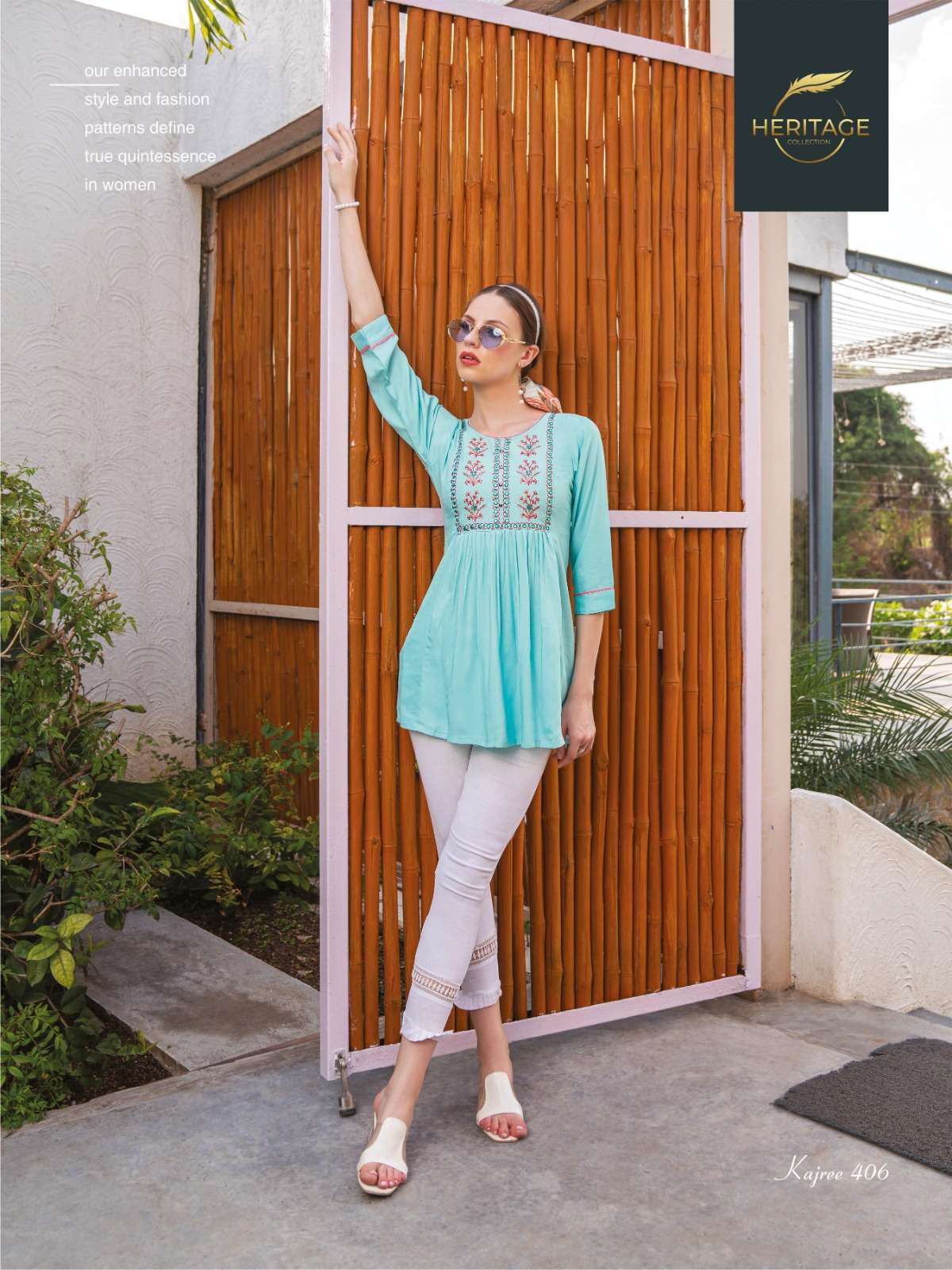 Kajree Vol-4 By Heritage 401 To 407 Series Beautiful Stylish Fancy Colorful Casual Wear & Ethnic Wear Rayon Slub Tops At Wholesale Price