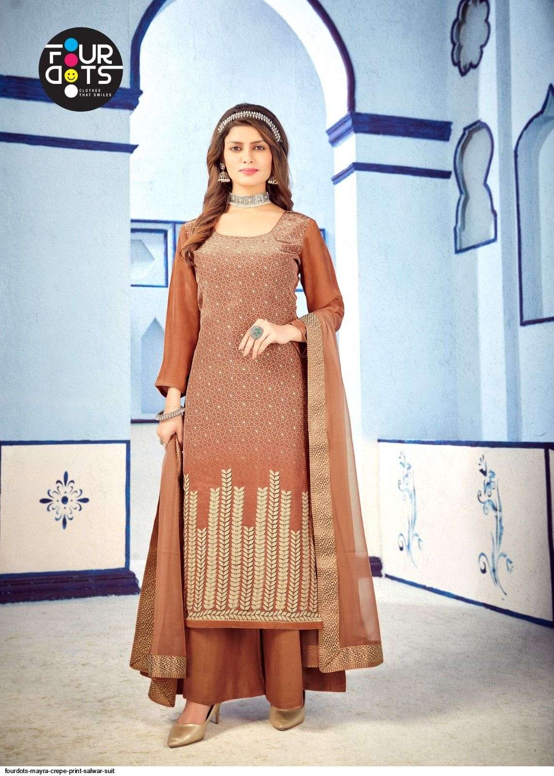 Mayra By Four Dots 10391 To 10394 Series Beautiful Suits Stylish Colorful Fancy Casual Wear & Ethnic Wear Pure Crepe Print Dresses At Wholesale Price