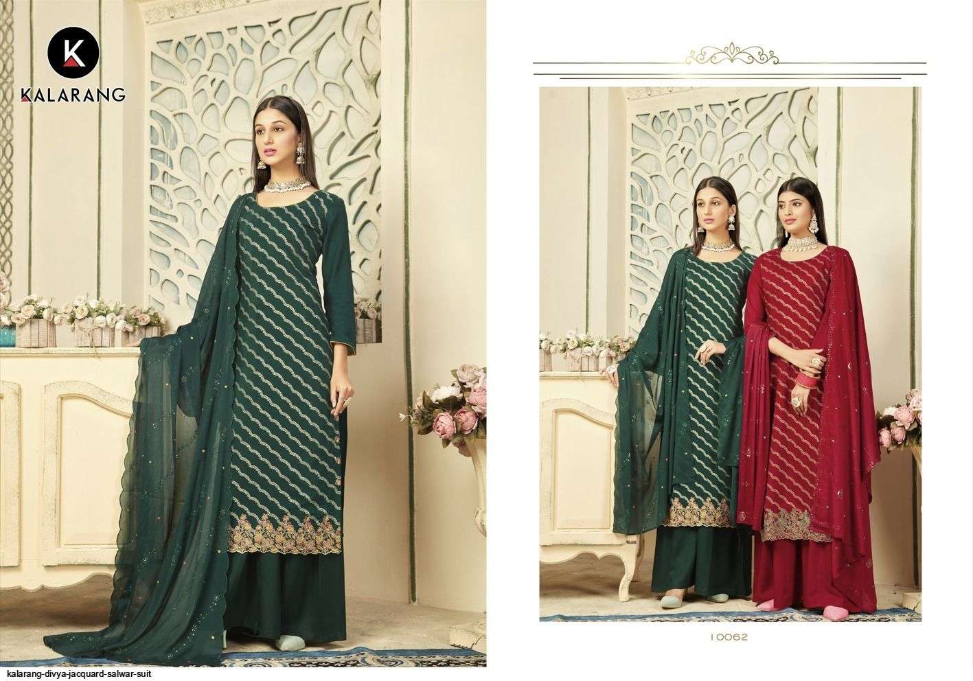 Divya By Kalarang 10061 To 10066 Series Beautiful Indian Suits Colorful Stylish Fancy Casual Wear & Ethnic Wear Pure Dola Jacquard Embroidered Dresses At Wholesale Price