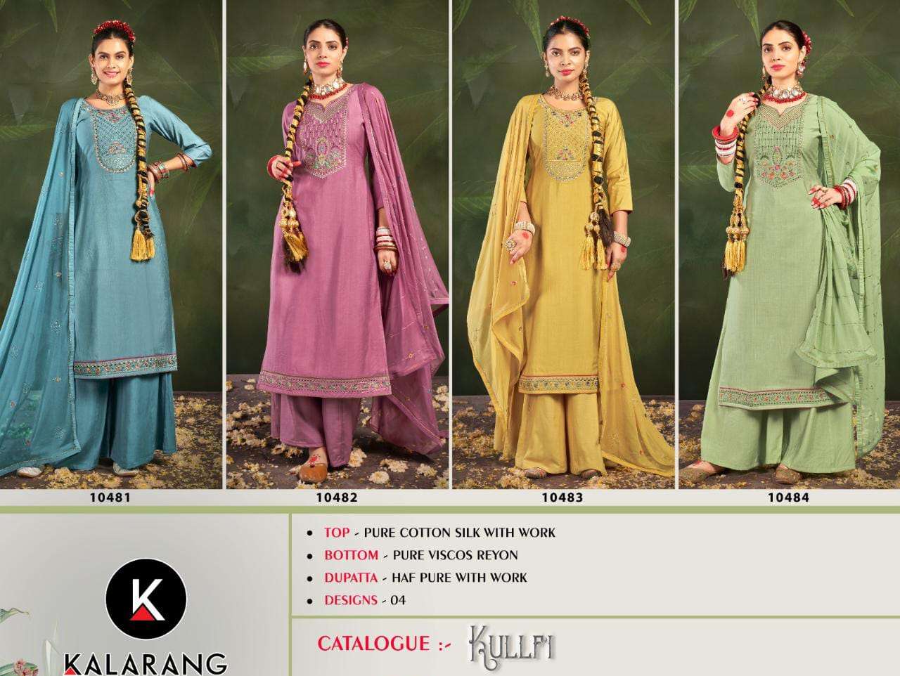 Kullpi By Kalarang 10481 To 10484 Series Designer Festive Suits Collection Beautiful Stylish Fancy Colorful Party Wear & Occasional Wear Pure Cotton Silk Dresses At Wholesale Price