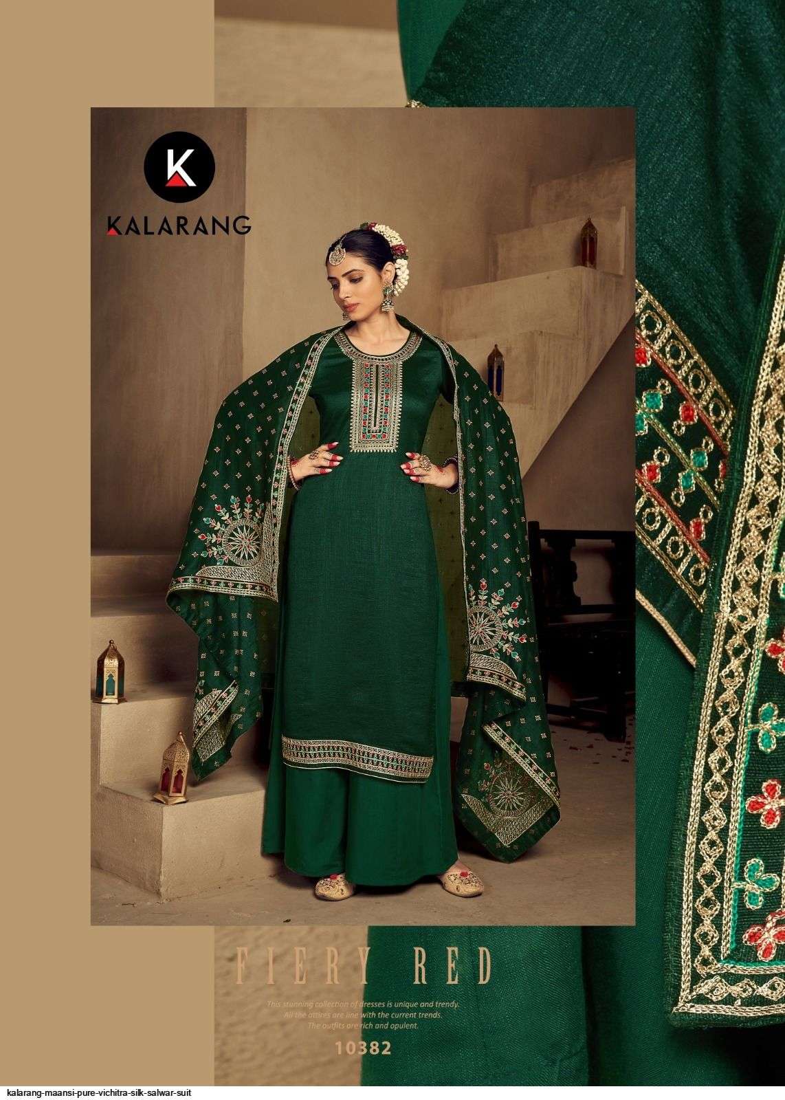 Maansi By Kalarang 10381 To 10386 Series Beautiful Stylish Suits Fancy Colorful Casual Wear & Ethnic Wear & Ready To Wear Pure Vichitra Silk Dresses At Wholesale Price
