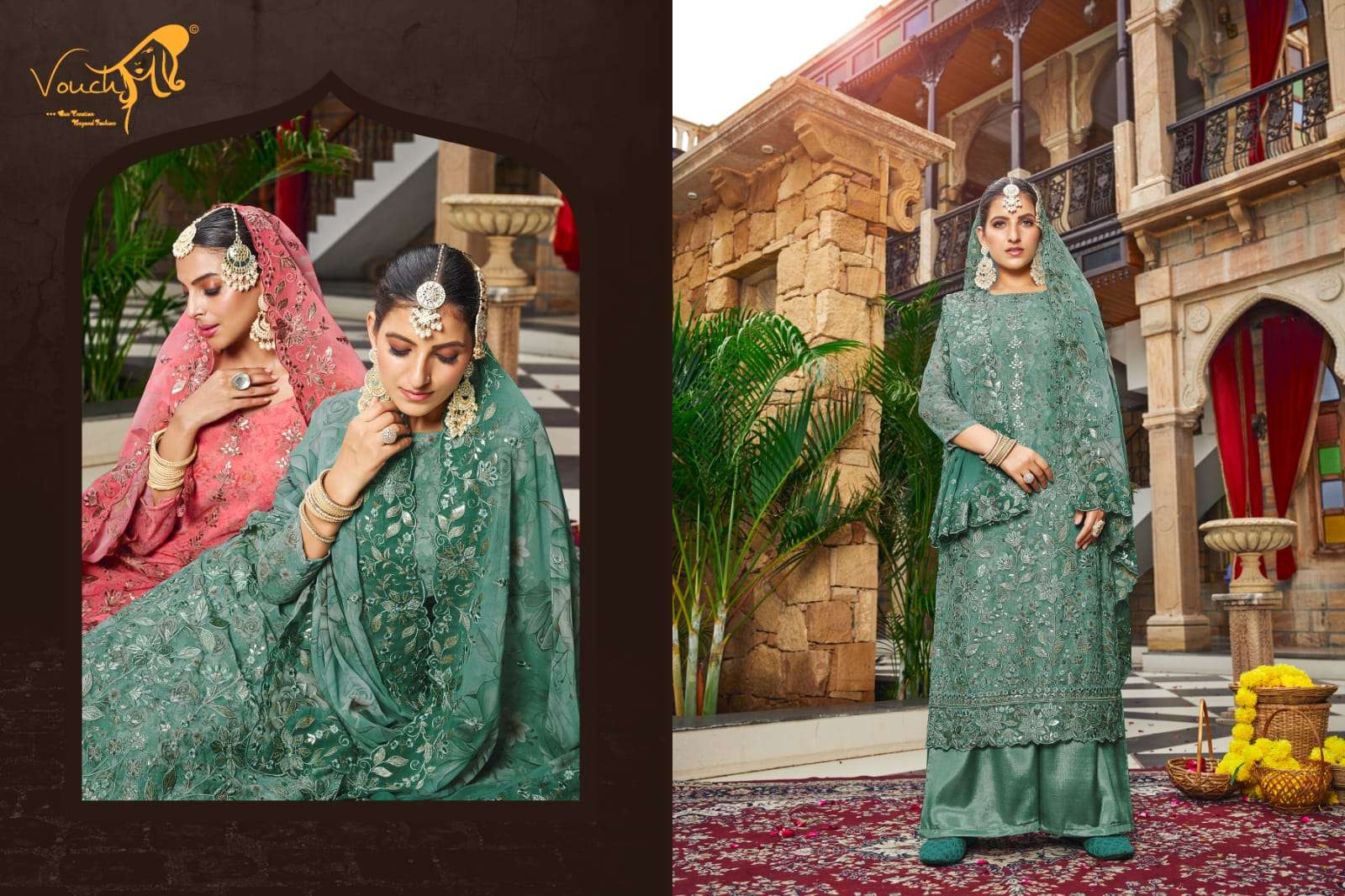 Aashiyana By Vouche 89058 To 89061 Series Beautiful Sharara Suits Colorful Stylish Fancy Casual Wear & Ethnic Wear Heavy Georgette Dresses At Wholesale Price