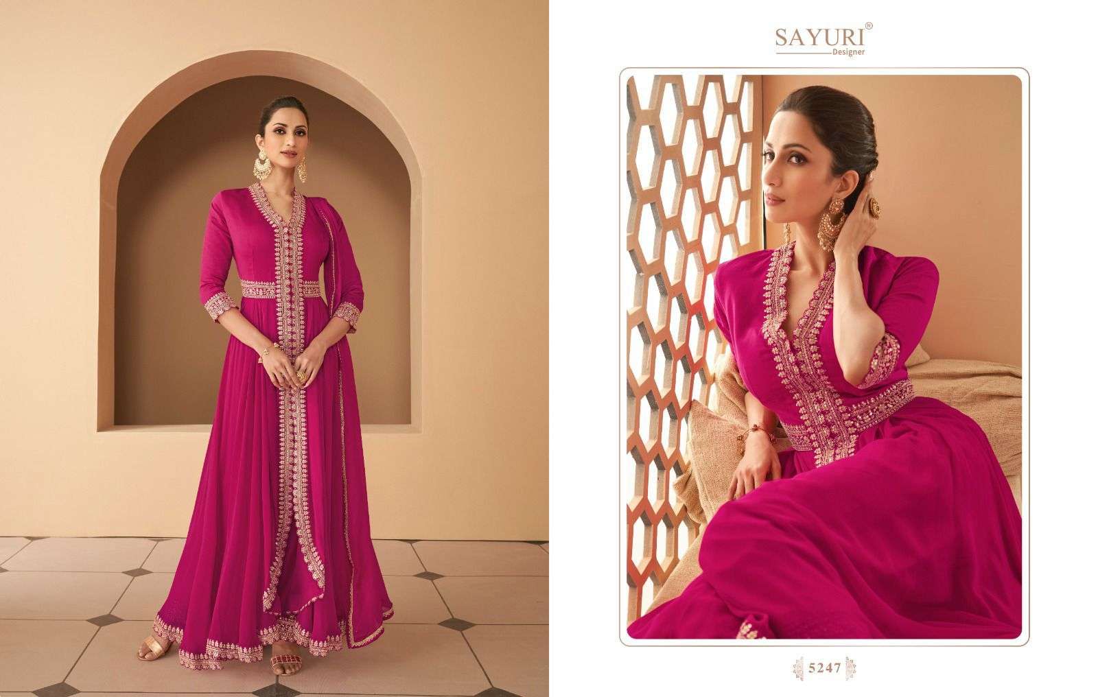 Begum By Sayuri 5246 To 5248 Series Beautiful Stylish Fancy Colorful Casual Wear & Ethnic Wear Georgette/Silk Gowns With Dupatta At Wholesale Price