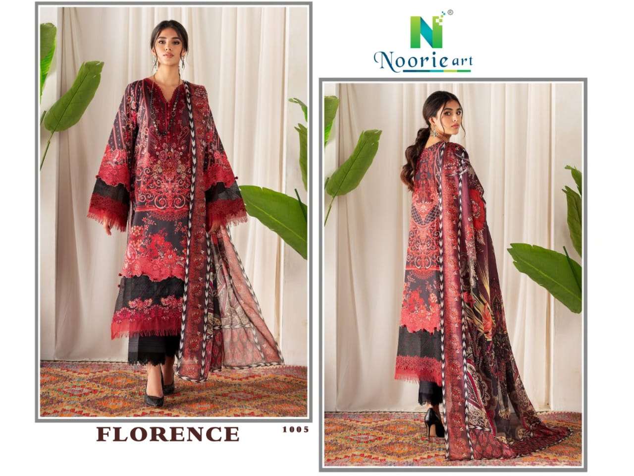 Florence By Noorie Arts 1001 To 1008 Series Designer Pakistani Suits Collection Beautiful Stylish Fancy Colorful Party Wear & Occasional Wear Pure Cambric Cotton Embroidered Dresses At Wholesale Price