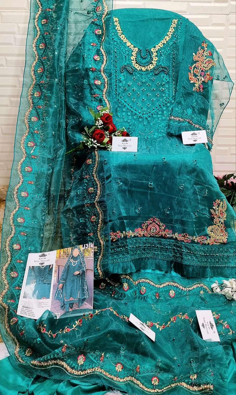 Sm-116 Colours By Sana Maryam 116-A To 116-C Series Beautiful Stylish Pakistani Suits Fancy Colorful Casual Wear & Ethnic Wear & Ready To Wear Organza Embroidery Dresses At Wholesale Price