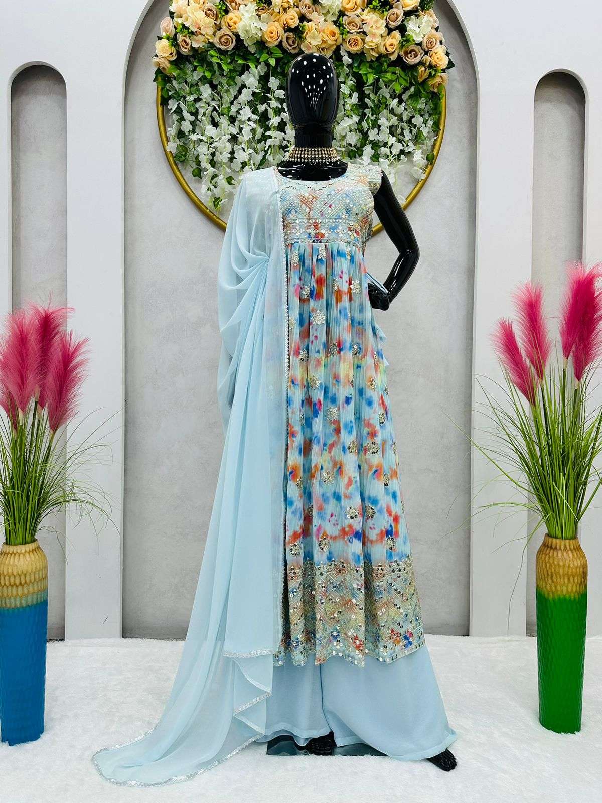 1279 By Fashid Wholesale 01 To 02 Series Designer Sharara Suits Beautiful Fancy Colorful Stylish Party Wear & Occasional Wear Faux Georgette Dresses At Wholesale Price