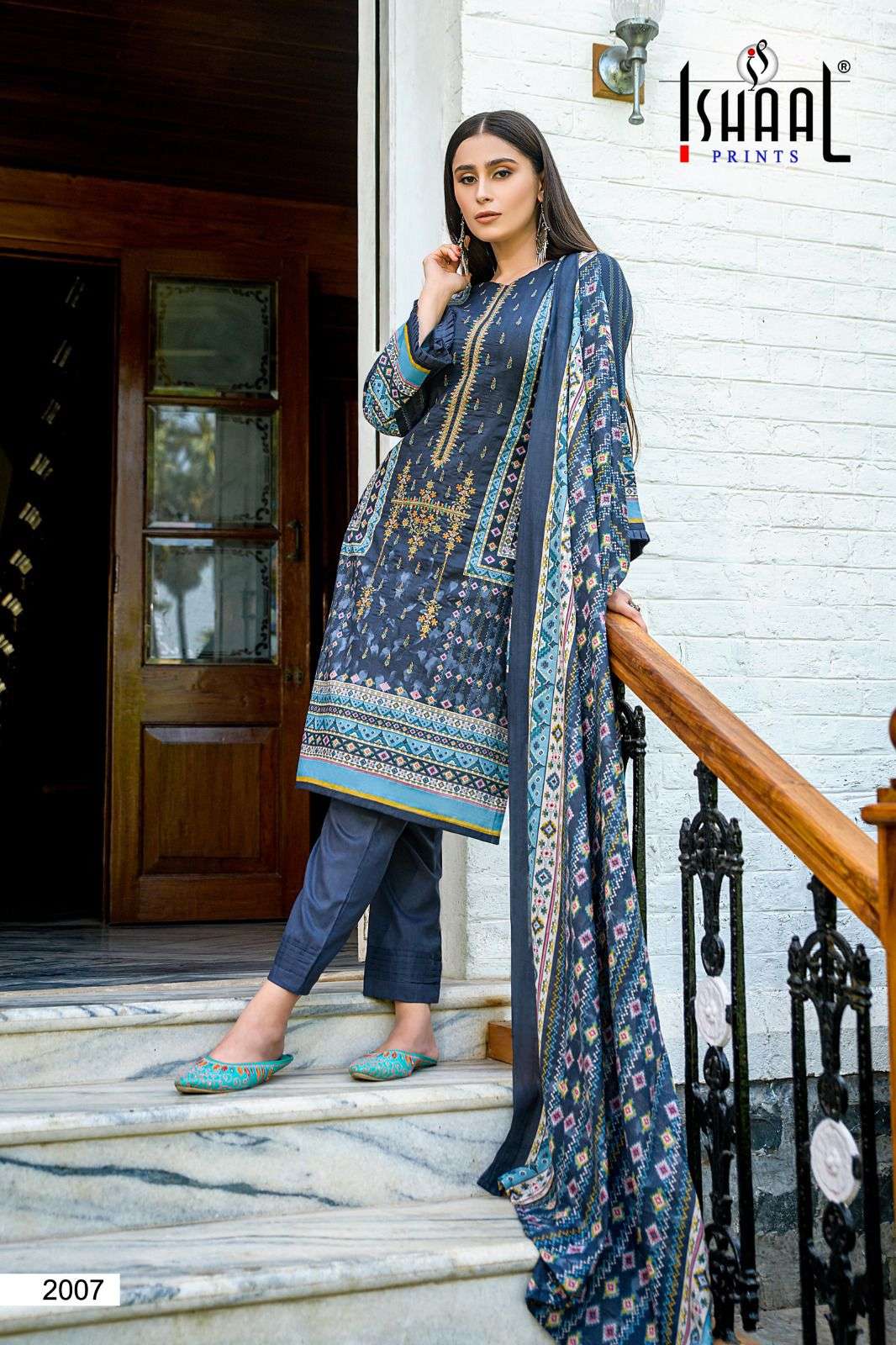 Embroidered Lawn Vol-2 By Ishaal Prints 2001 To 2010 Series Designer Festive Suits Beautiful Stylish Fancy Colorful Party Wear & Occasional Wear Pure Lawn Print Dresses At Wholesale Price