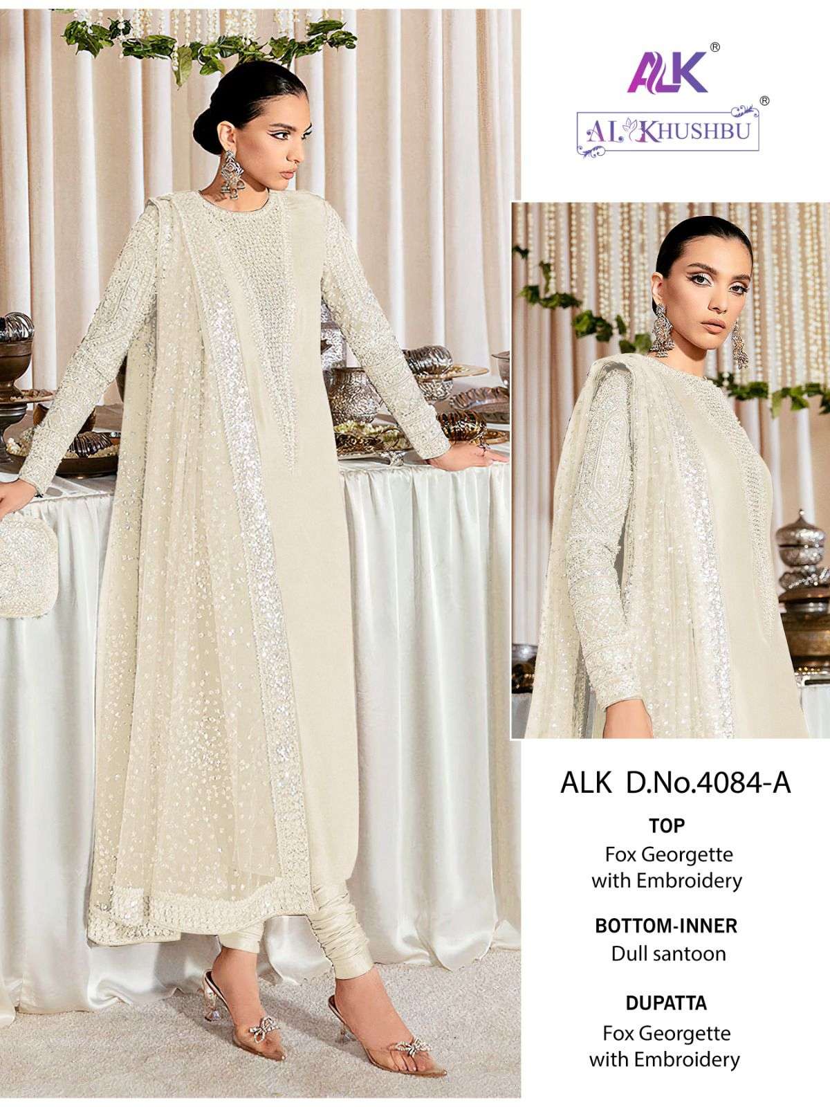 Fiza Vol-1 By Al Khushbu 4084-A To 4084-C Series Pakistani Suits Beautiful Fancy Colorful Stylish Party Wear & Occasional Wear Faux Georgette With Embroidery Dresses At Wholesale Price
