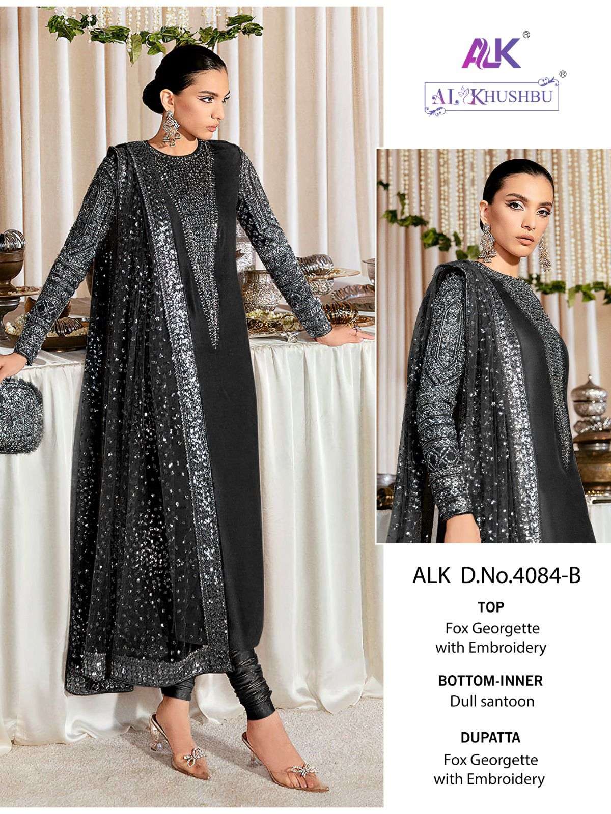 Fiza Vol-1 By Al Khushbu 4084-A To 4084-C Series Pakistani Suits Beautiful Fancy Colorful Stylish Party Wear & Occasional Wear Faux Georgette With Embroidery Dresses At Wholesale Price