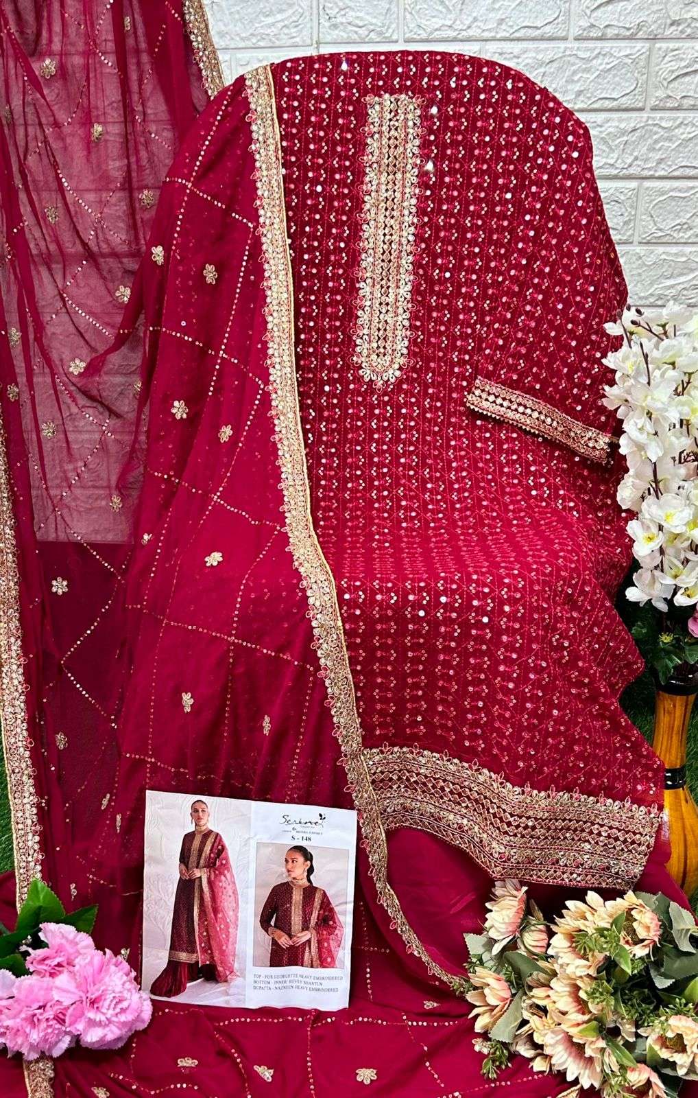 Serene Hit Design S-148 By Serene Designer Suits Beautiful Fancy Colorful Stylish Party Wear & Occasional Wear Faux Georgette Embroidered Dresses At Wholesale Price
