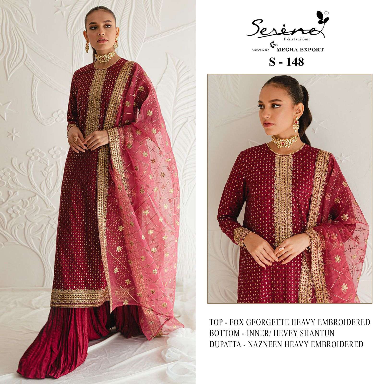 Serene Hit Design S-148 By Serene Designer Suits Beautiful Fancy Colorful Stylish Party Wear & Occasional Wear Faux Georgette Embroidered Dresses At Wholesale Price