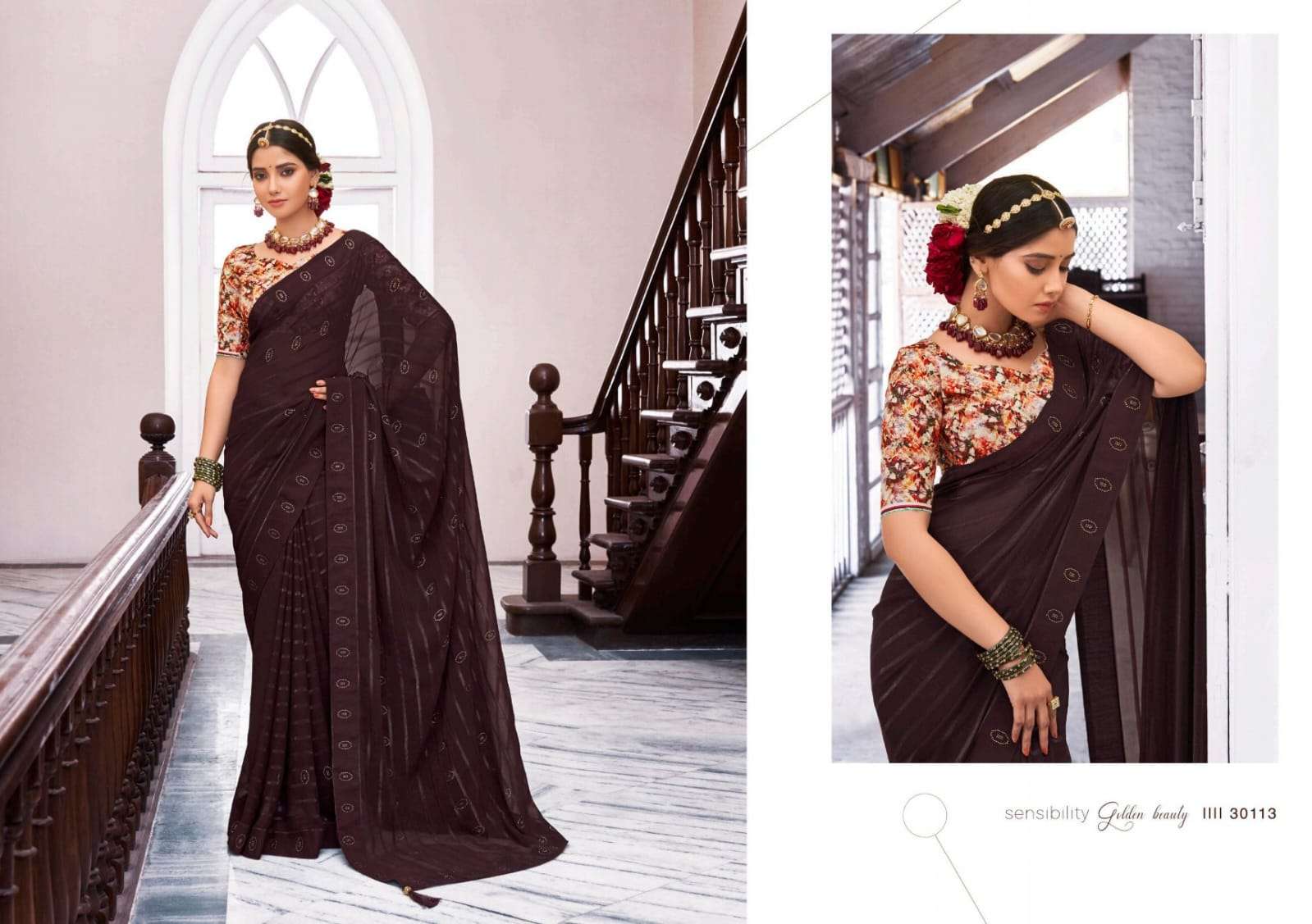 Savera By Right Women 30111 To 30118 Series Indian Traditional Wear Collection Beautiful Stylish Fancy Colorful Party Wear & Occasional Wear Pure Georgette Sarees At Wholesale Price