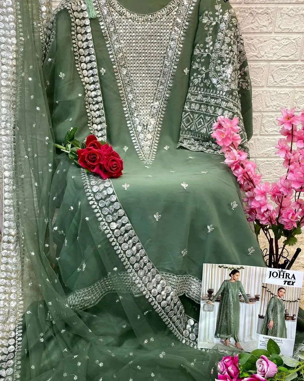 Johra Hit Design 117 By Johra Tex Designer Suits Beautiful Fancy Colorful Stylish Party Wear & Occasional Wear Georgette Embroidered Dresses At Wholesale Price