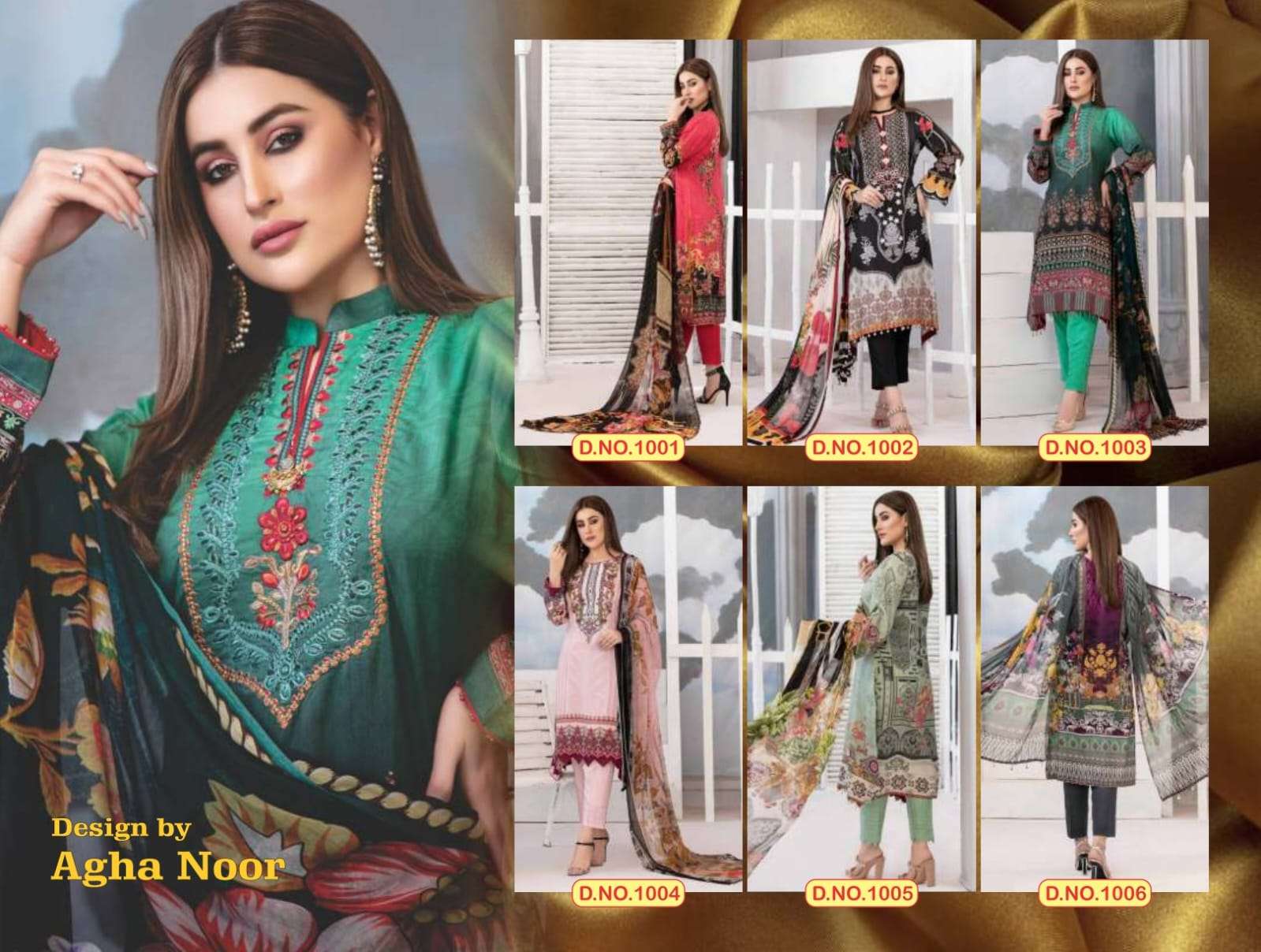 Aayat Vol-1 By Agha Noor 1001 To 1006 Series Beautiful Festive Suits Colorful Stylish Fancy Casual Wear & Ethnic Wear Pure Lawn Cotton Dresses At Wholesale Price