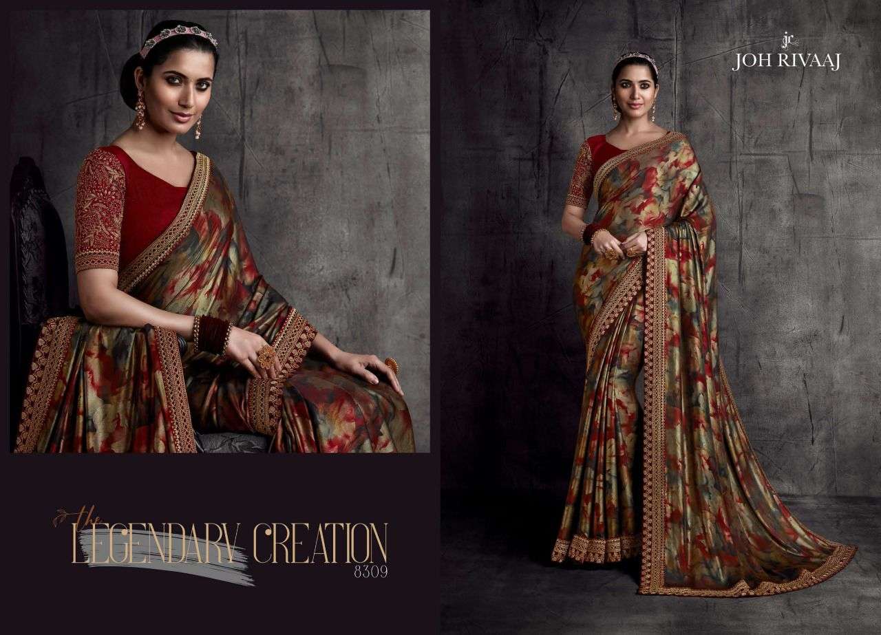 Joh Rivaaj Hit Design 8309 By Joh Rivaaj Indian Traditional Wear Collection Beautiful Stylish Fancy Colorful Party Wear & Occasional Wear Fancy Sarees At Wholesale Price